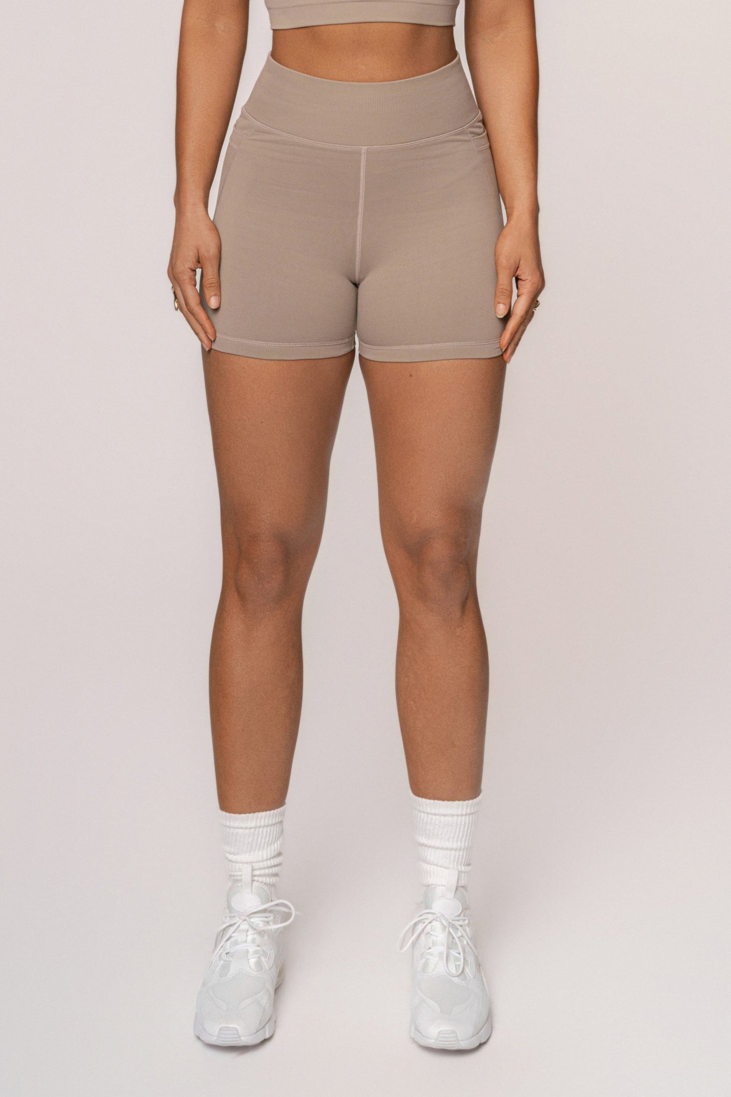 Beige On The Move Biker Short - JLUXLABEL