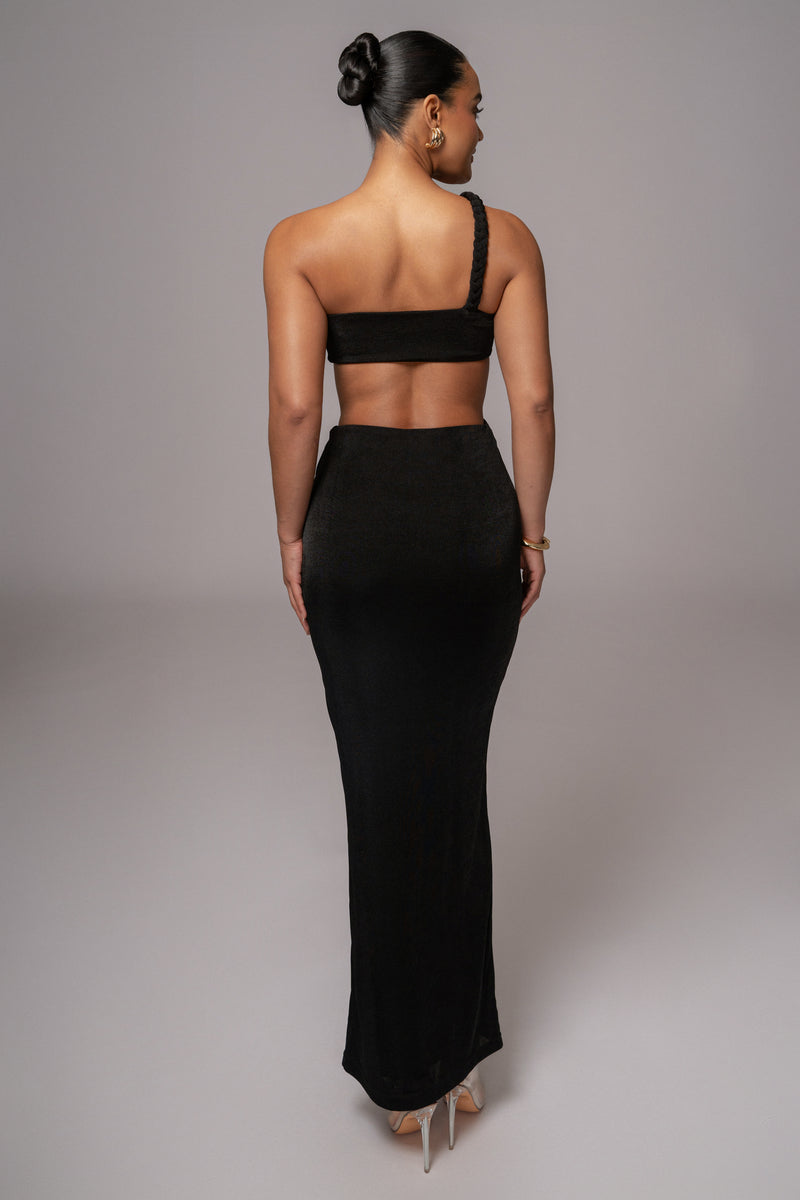 Black Ema One Shoulder Maxi Dress