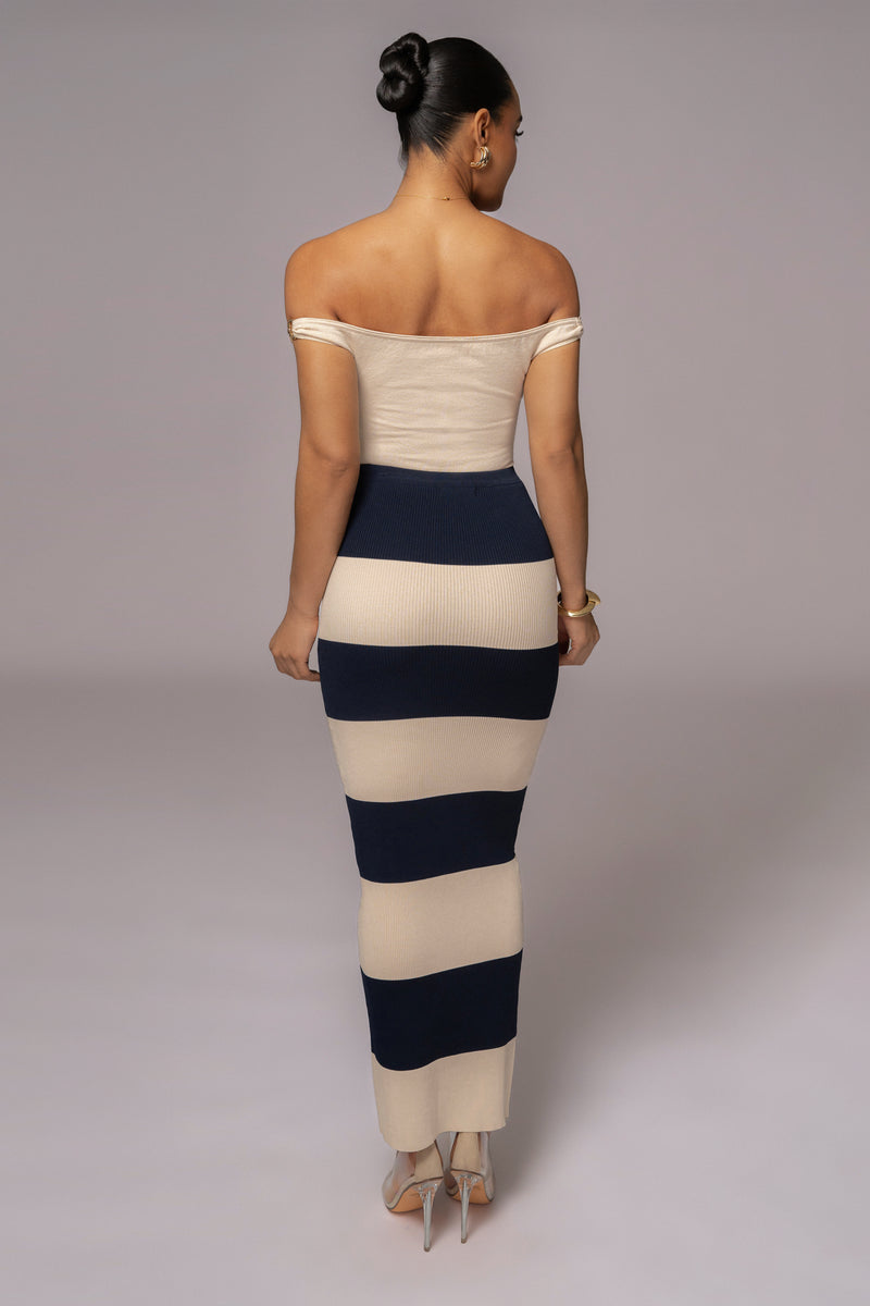 Ivory/Navy Jaide Maxi Knit Skirt