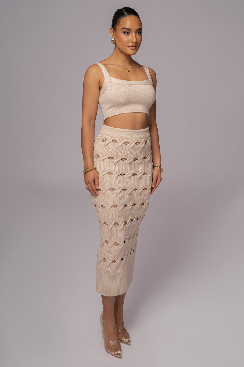 Beige Darlah Knit Crop Top