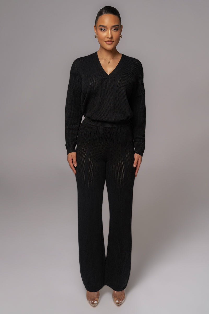 Black Fortuna Sweater Knit Pants