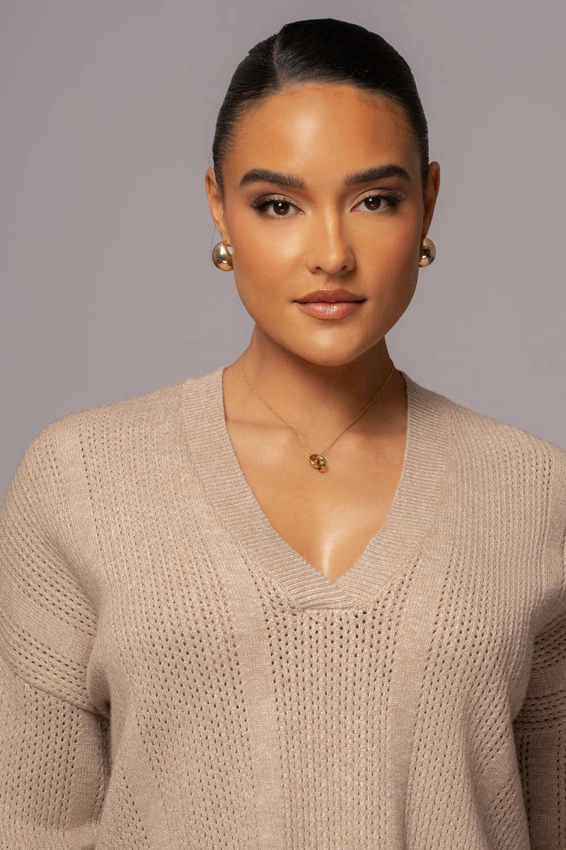 Taupe Estela Sweater Knit Top