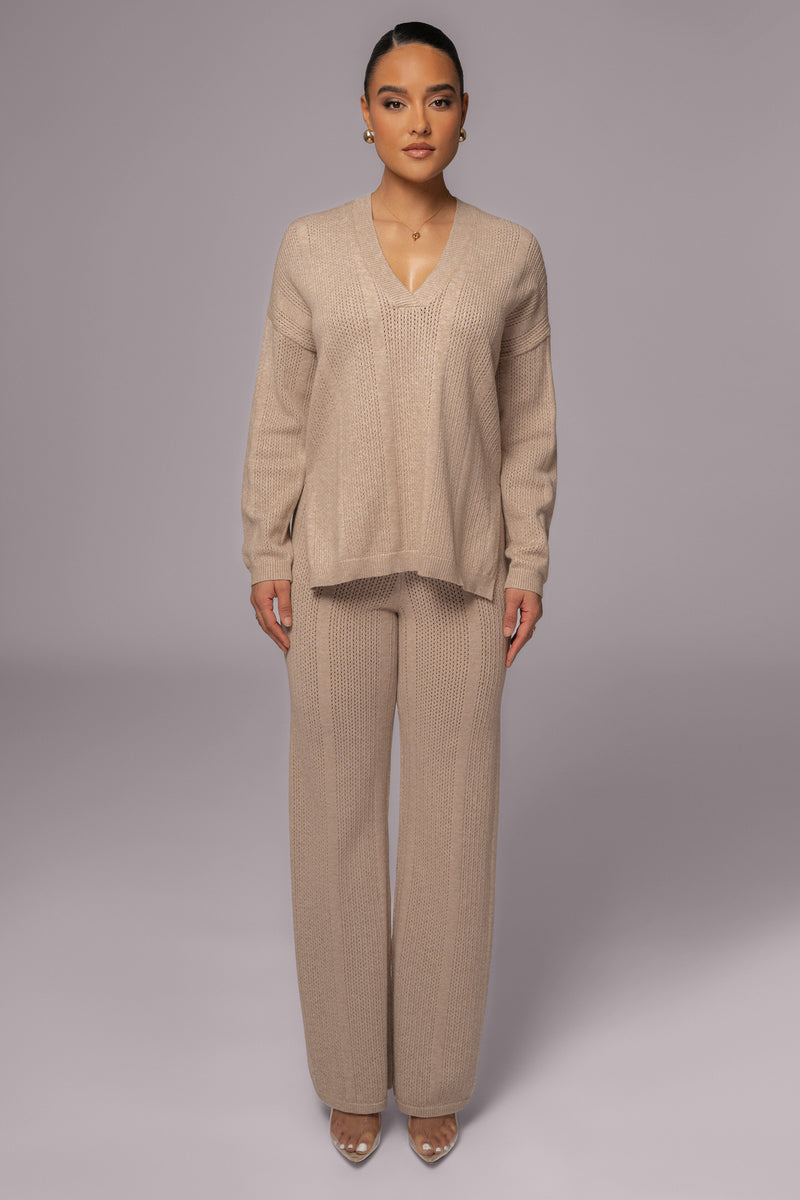 Taupe Fortuna Sweater Knit Pants