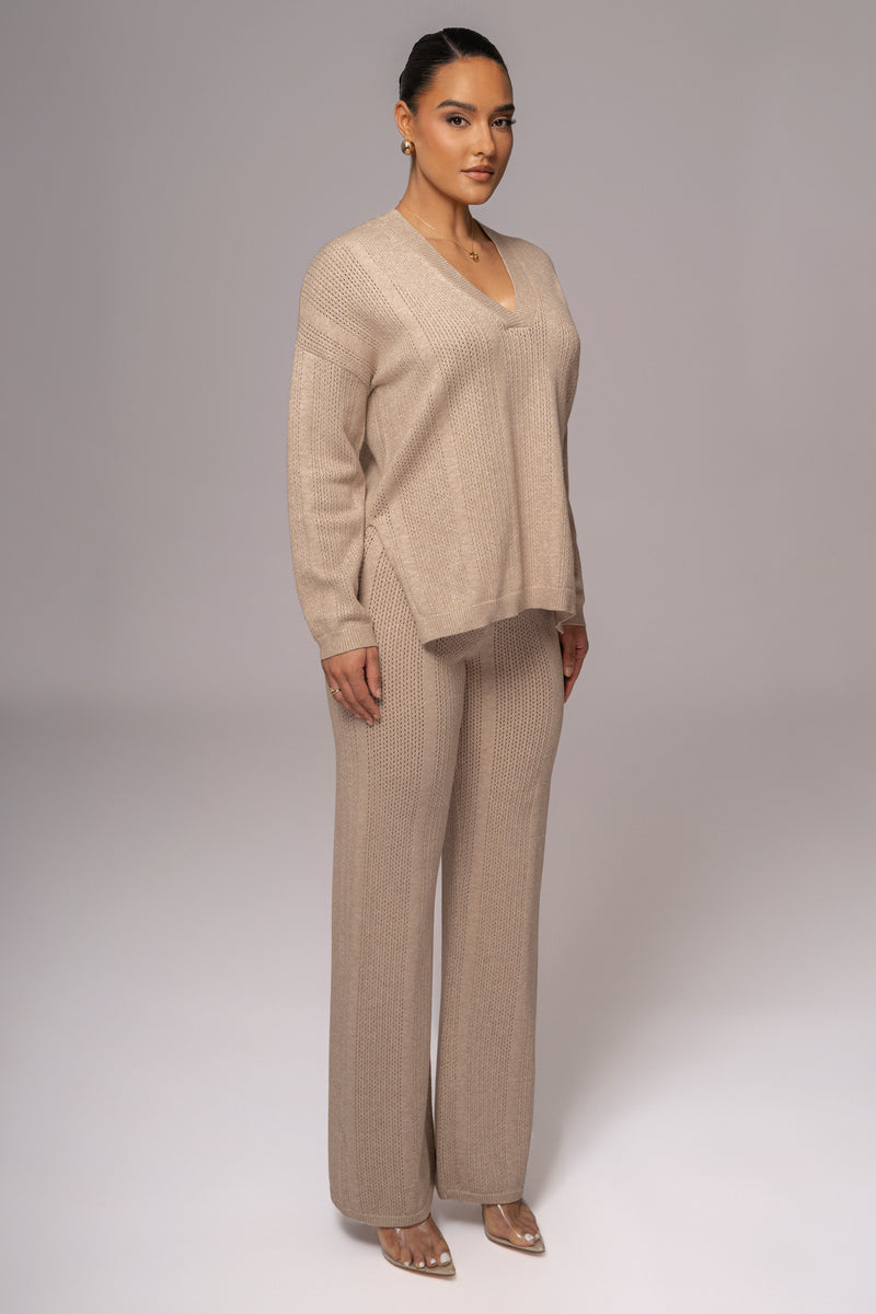 Taupe Fortuna Sweater Knit Pants