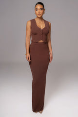 Brown Cassidy Two Piece Skirt Set