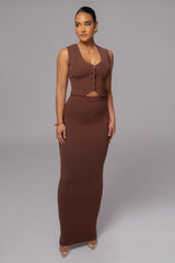 Brown Cassidy Two Piece Skirt Set