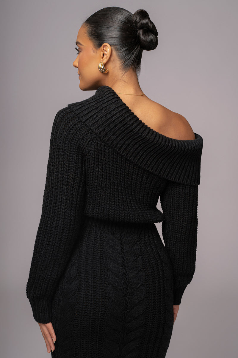 Black Monette Cable Knit Dress