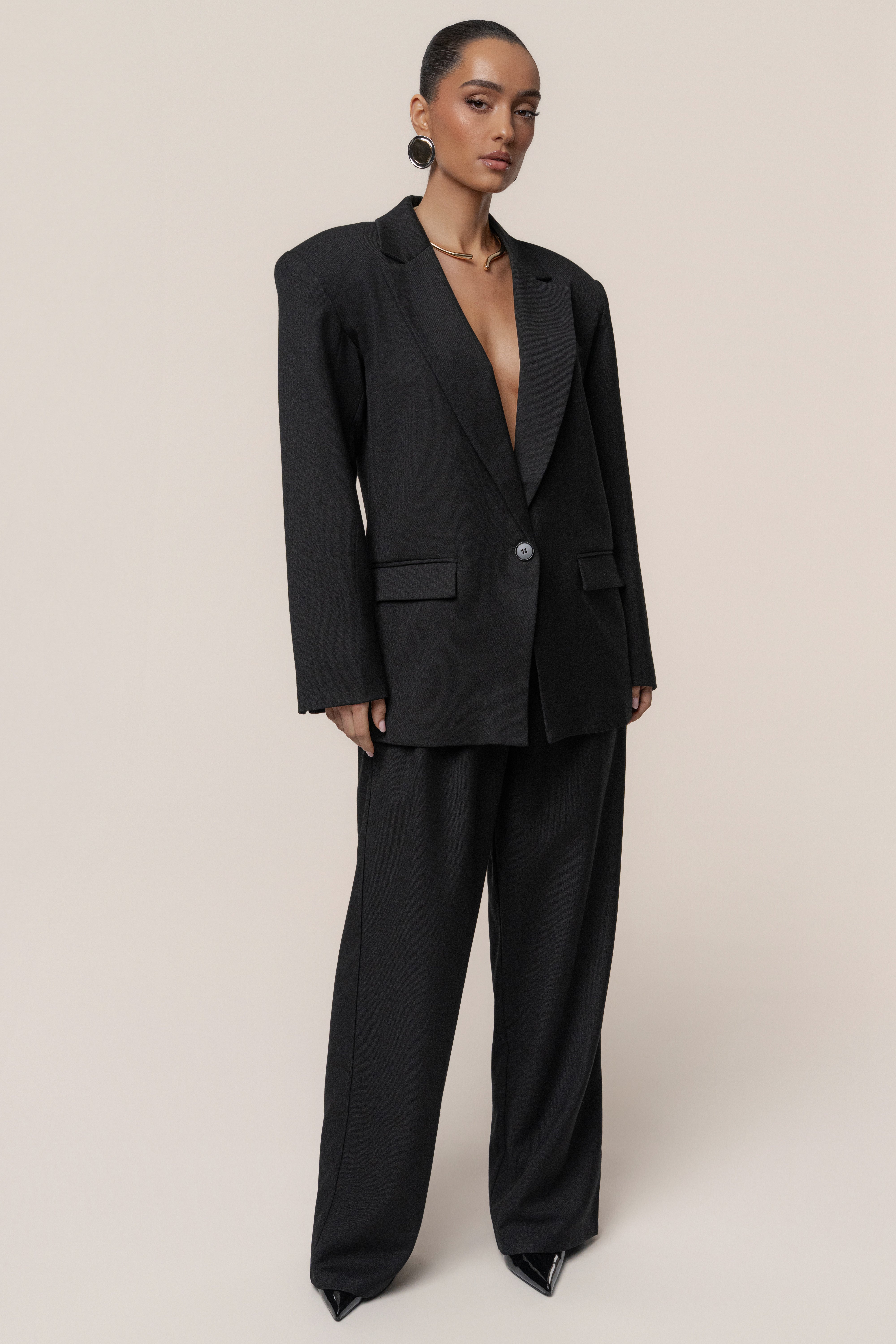 Black Refined Moments Blazer - JLUXLABEL