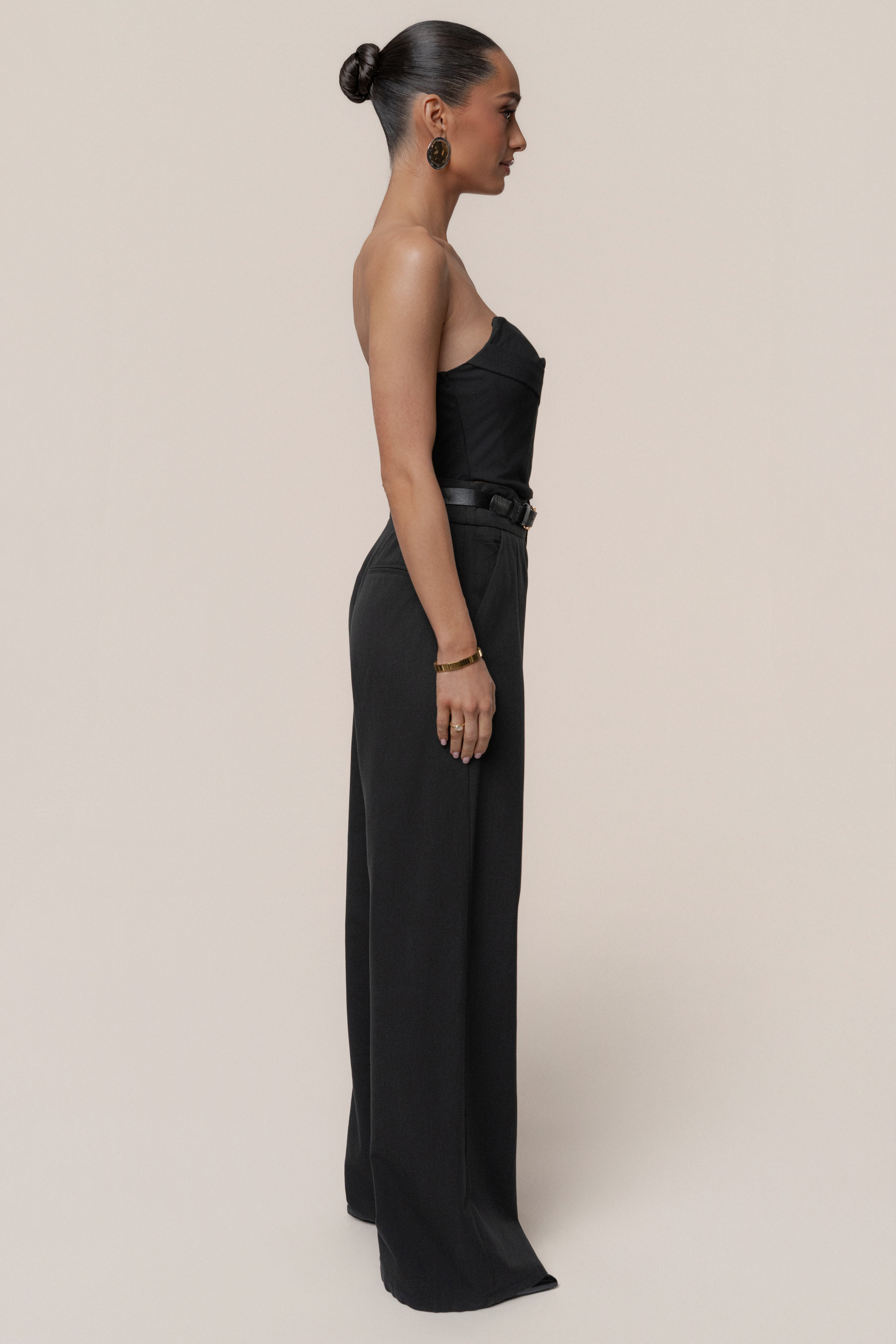 Black Everywhere Belted Trousers - JLUXLABEL