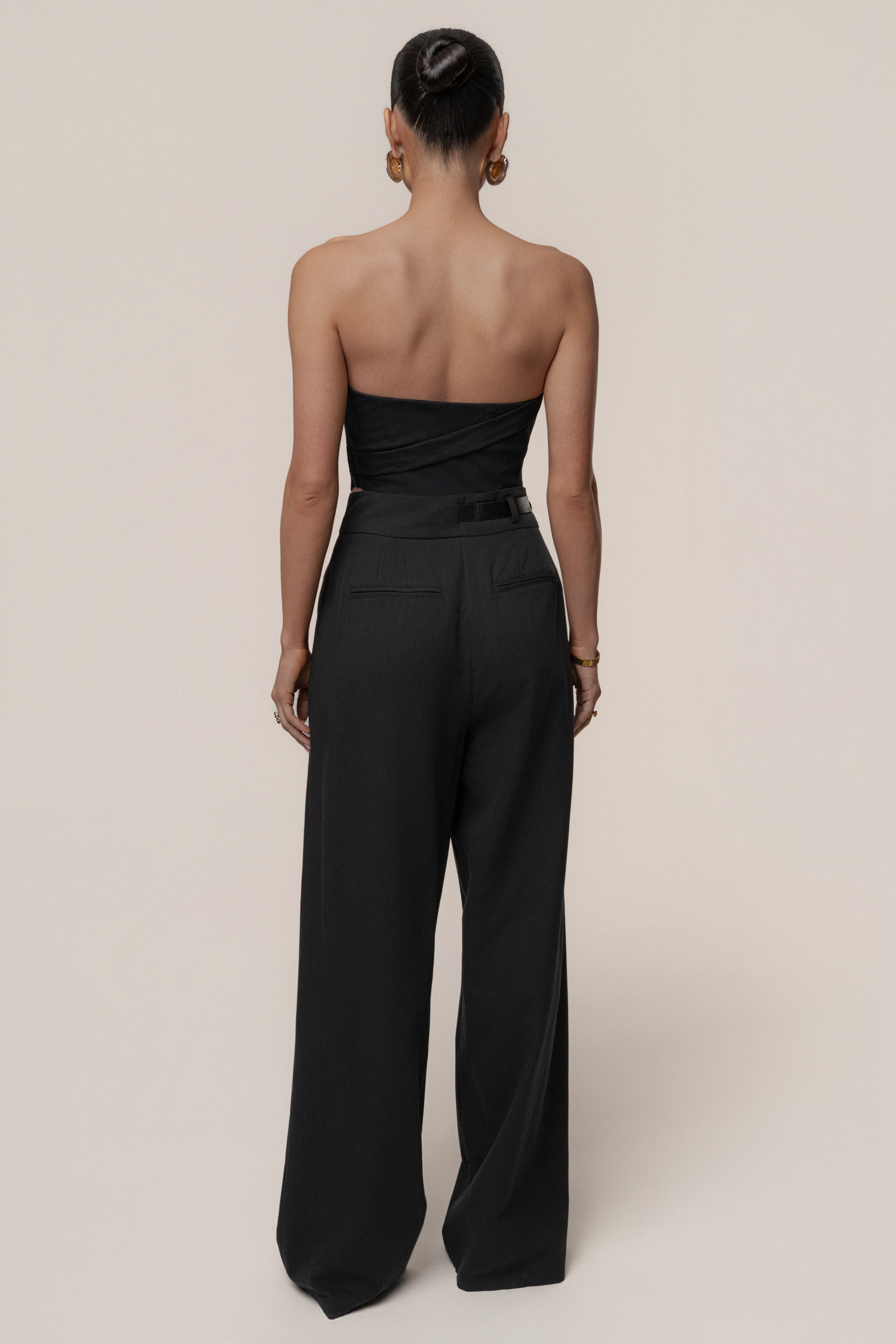 Black Everywhere Belted Trousers - JLUXLABEL