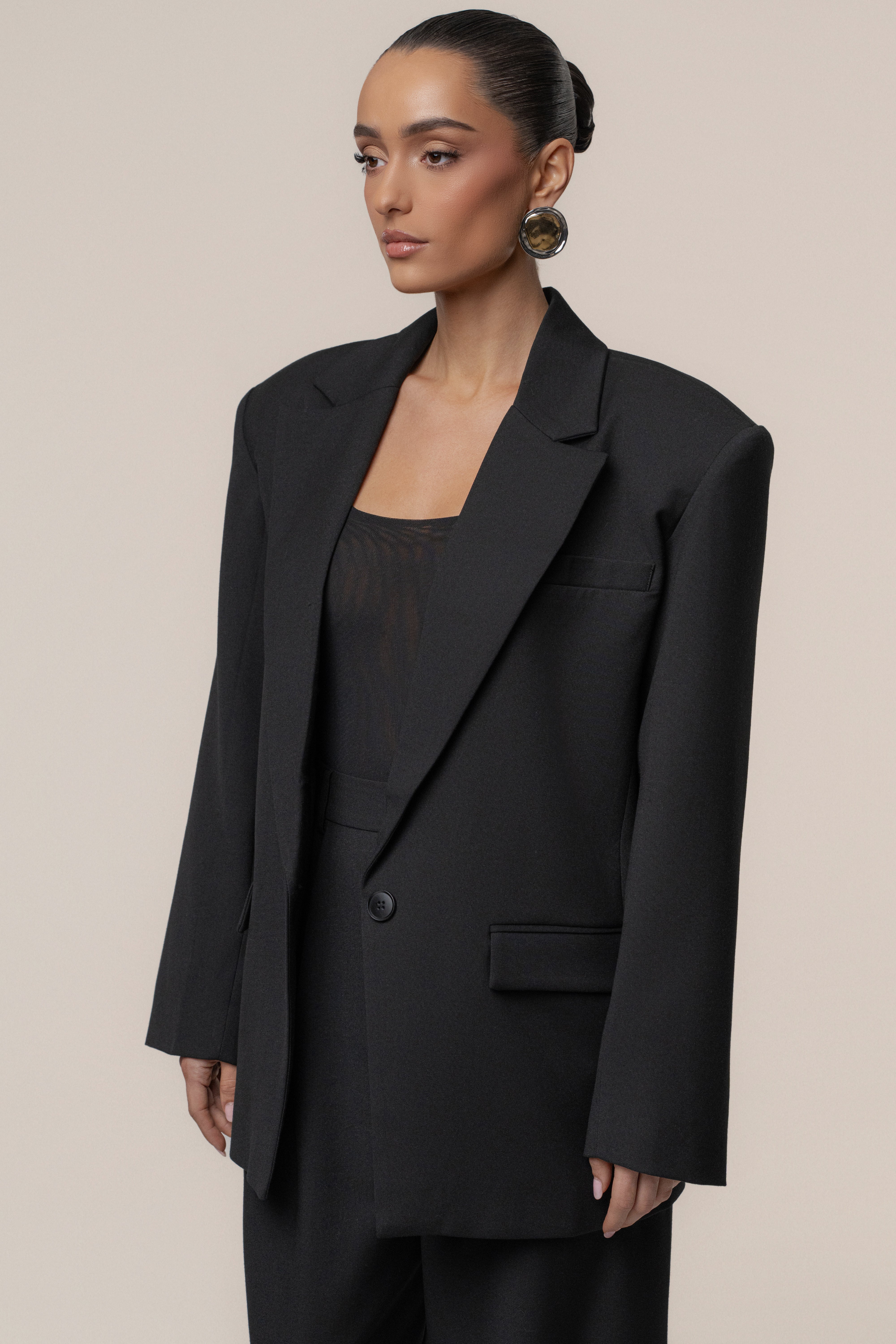 Black Refined Moments Blazer - JLUXLABEL