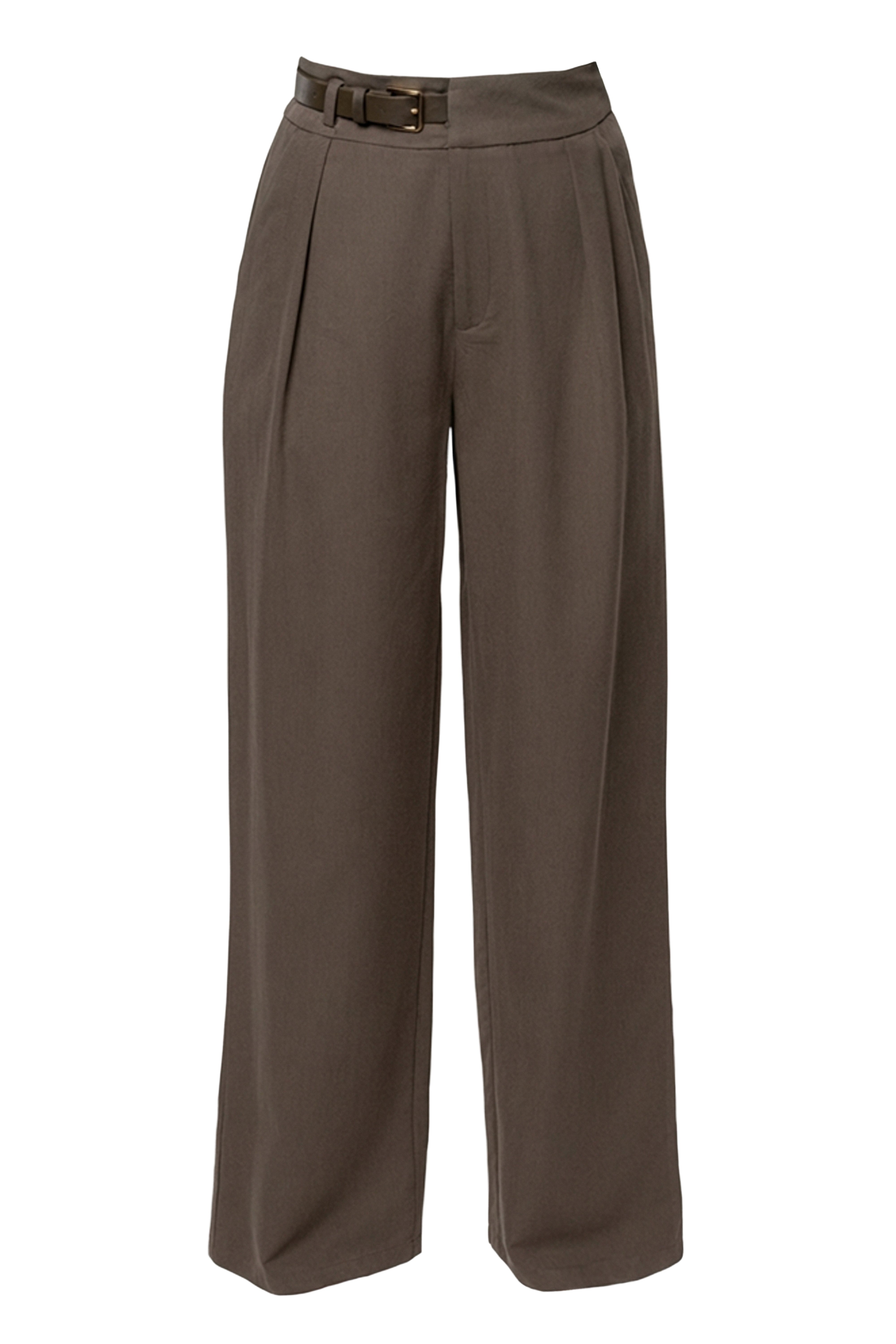 Dark Taupe Everywhere Belted Trousers - JLUXLABEL