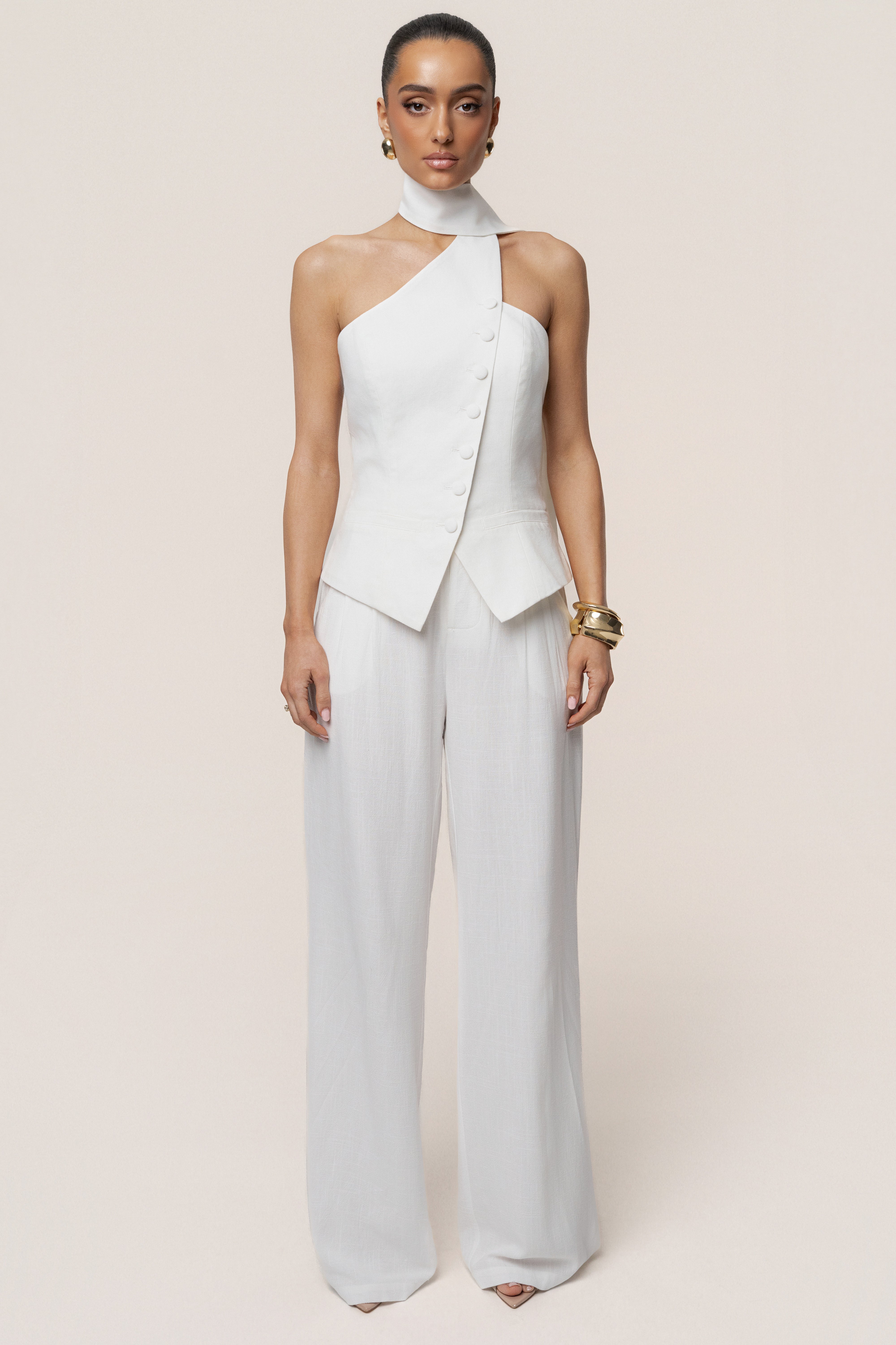 PRE-ORDER Ivory Asymmetric Scarf Top