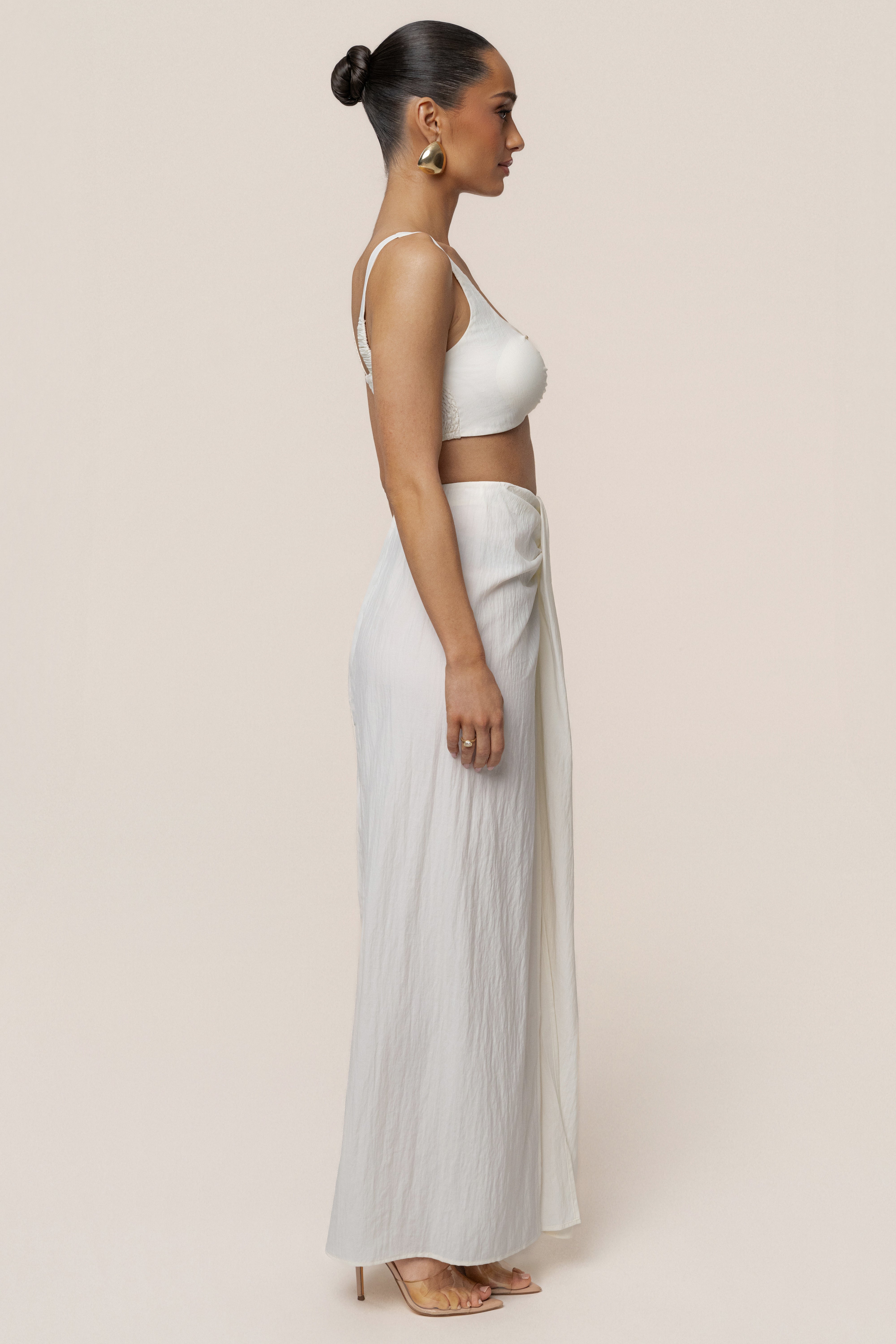 Ivory Flowing Elegance Maxi Skirt - JLUXLABEL