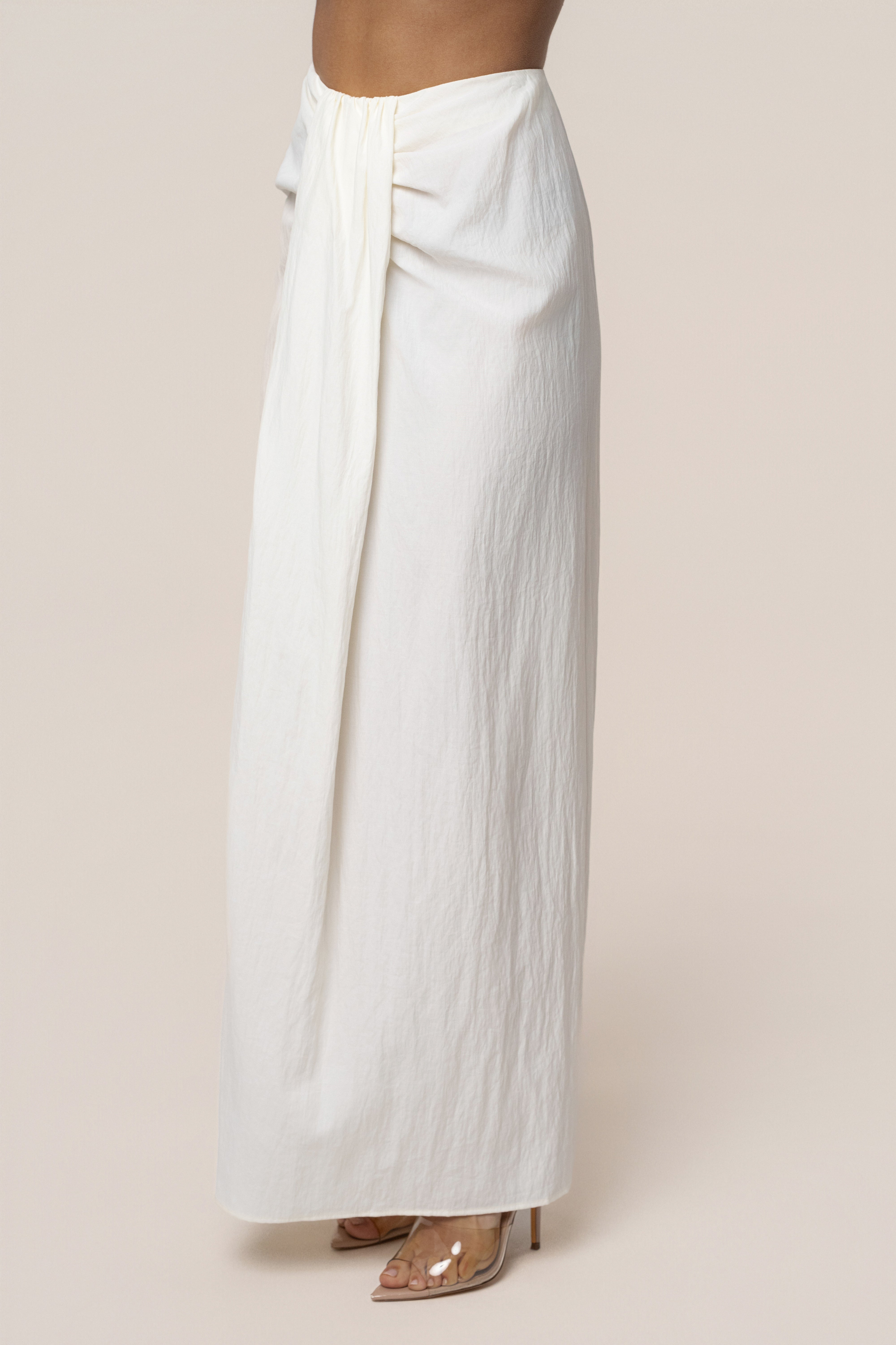 Ivory Flowing Elegance Maxi Skirt - JLUXLABEL