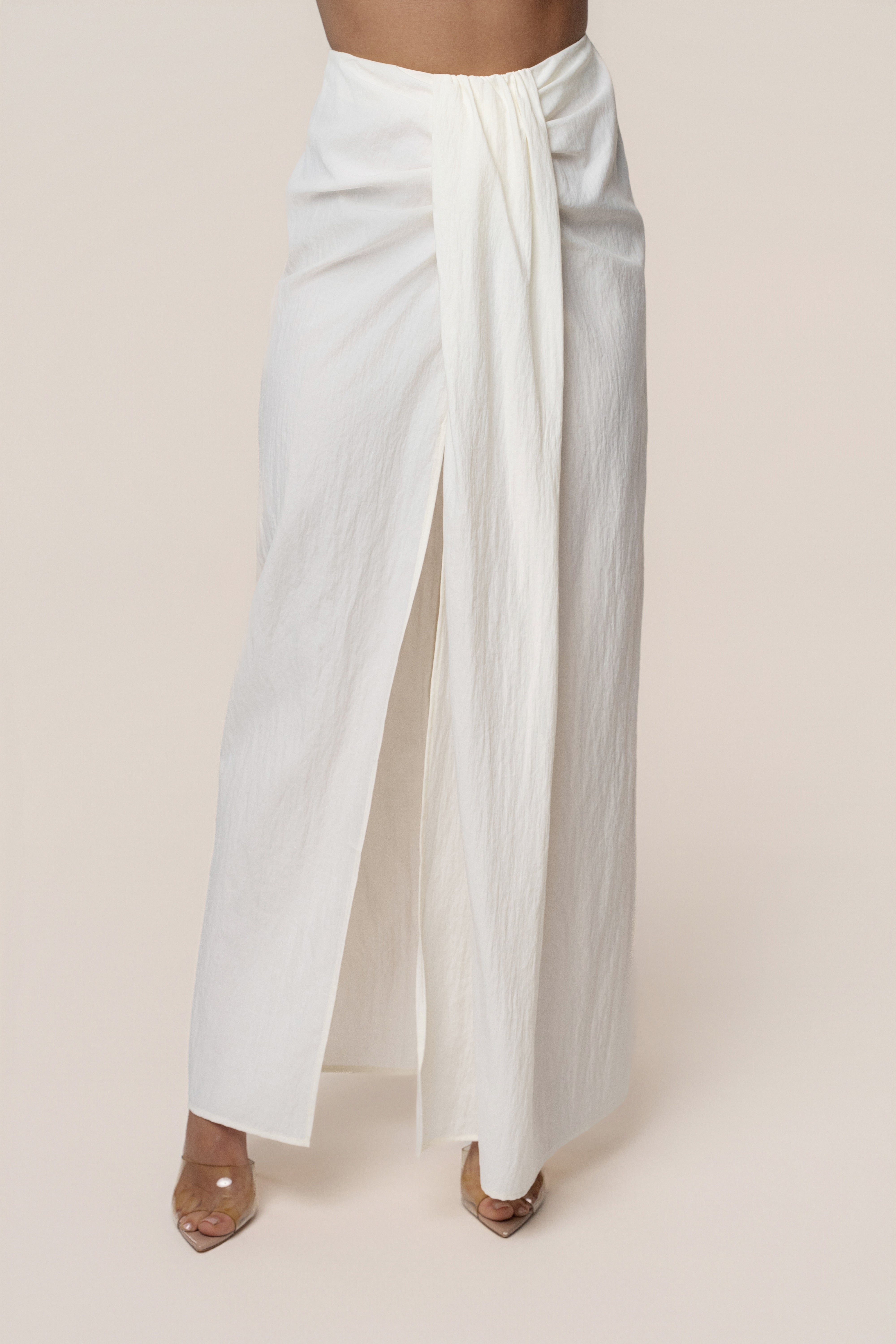 Ivory Flowing Elegance Maxi Skirt - JLUXLABEL