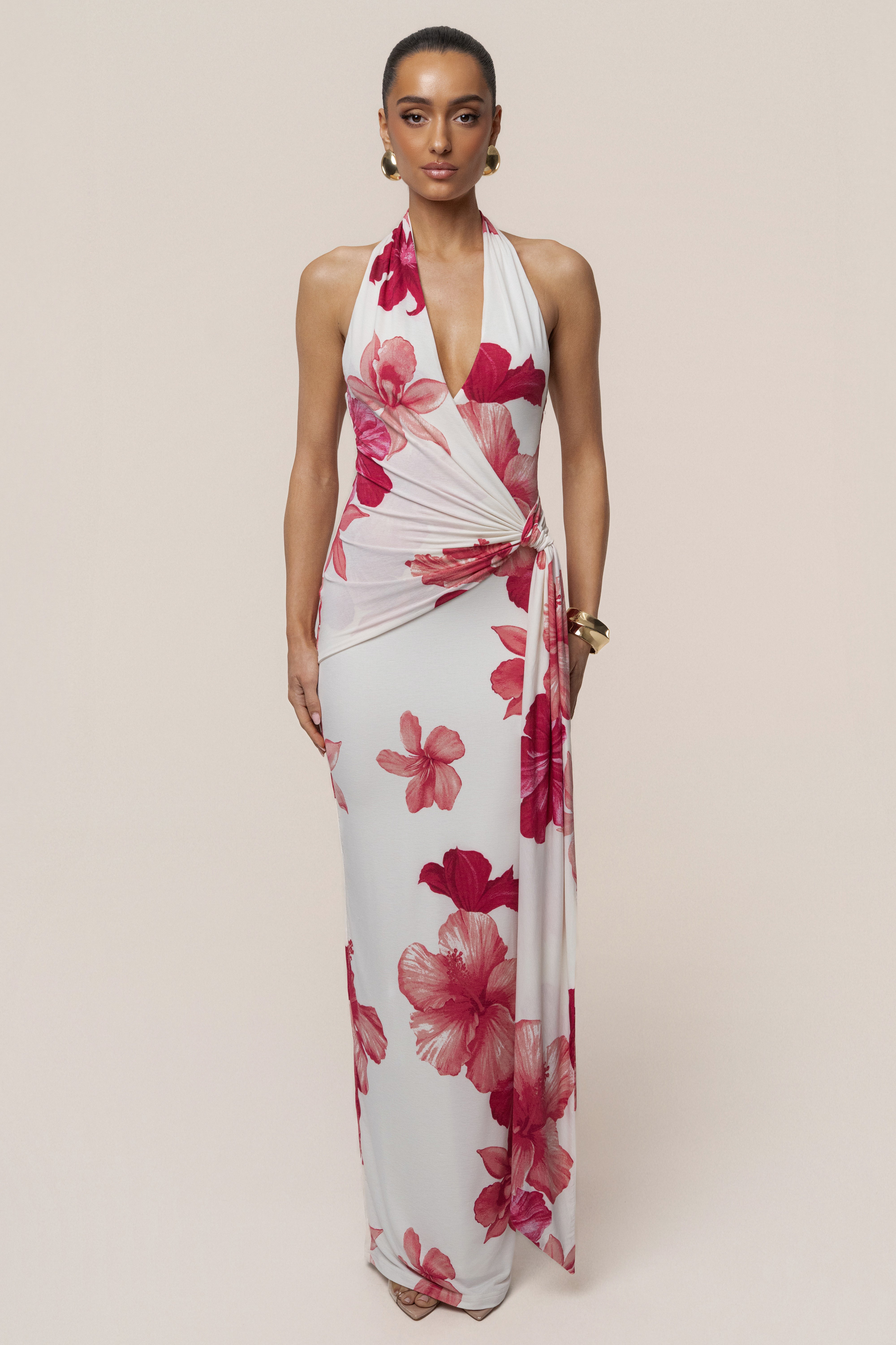 Red Floral Island Blossom Maxi Dress Red Floral Island Blossom Maxi Dress