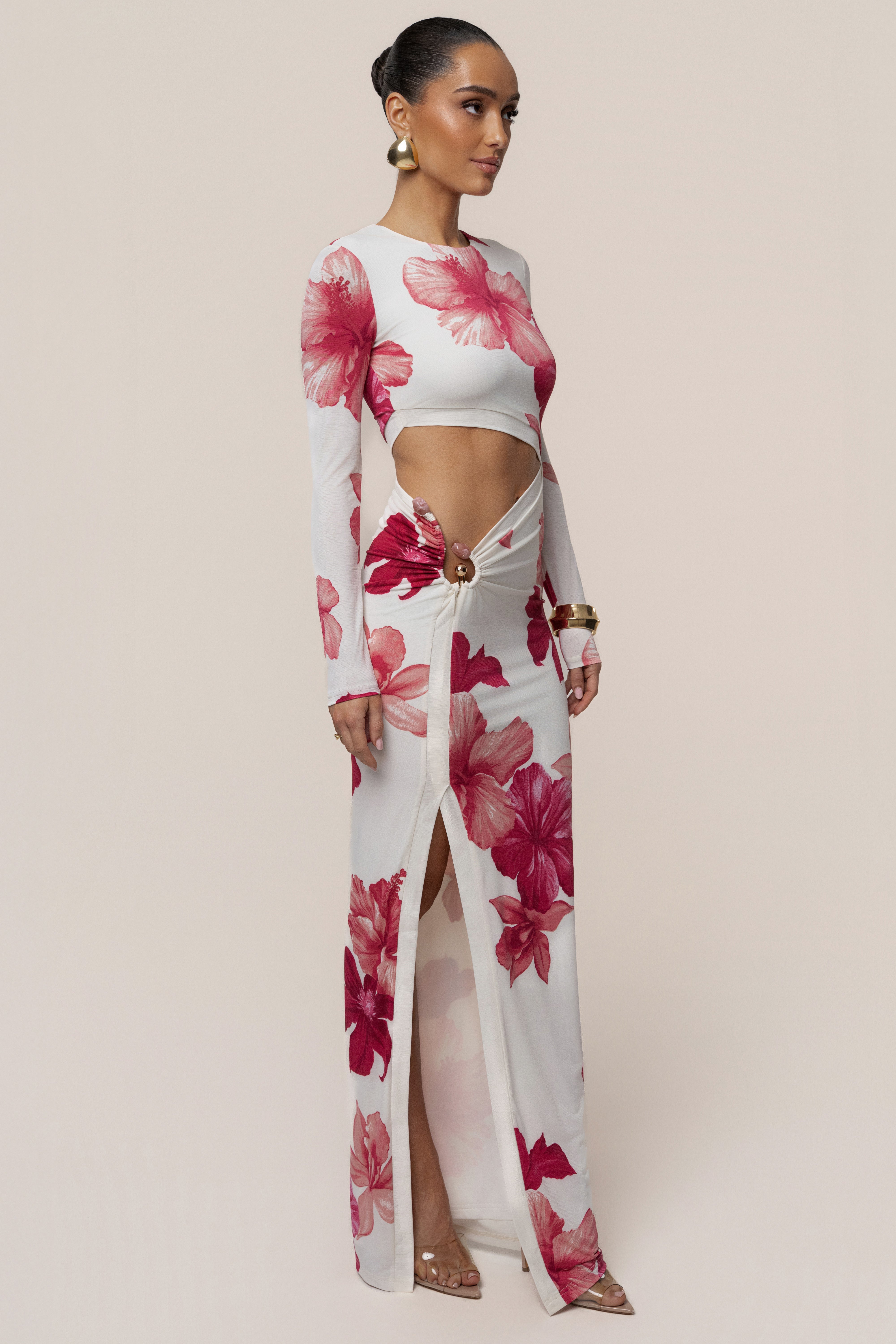 Red Floral Garden Oasis Maxi Dress - JLUXLABEL