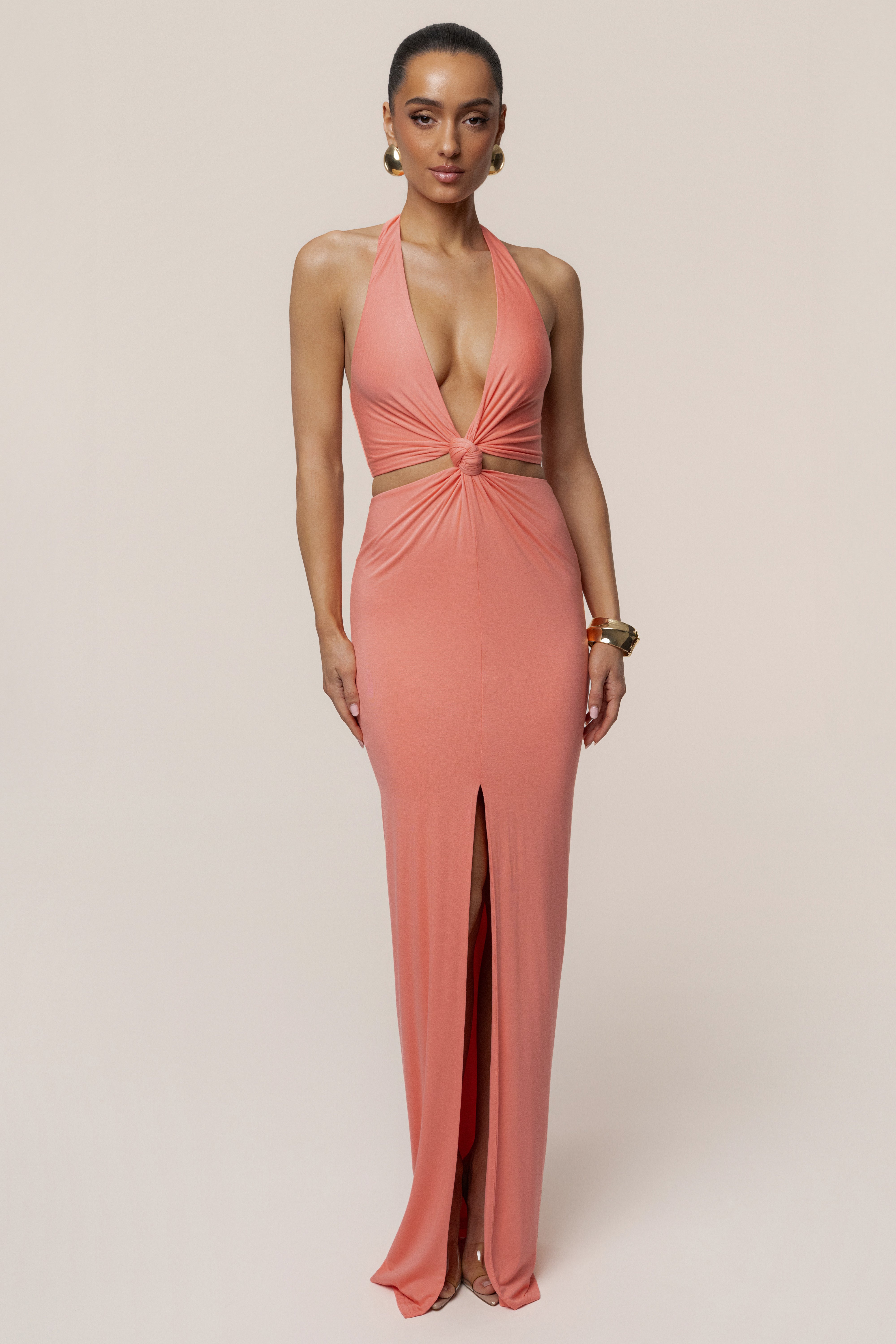 Coral Grand Evening Maxi Dress - JLUXLABEL