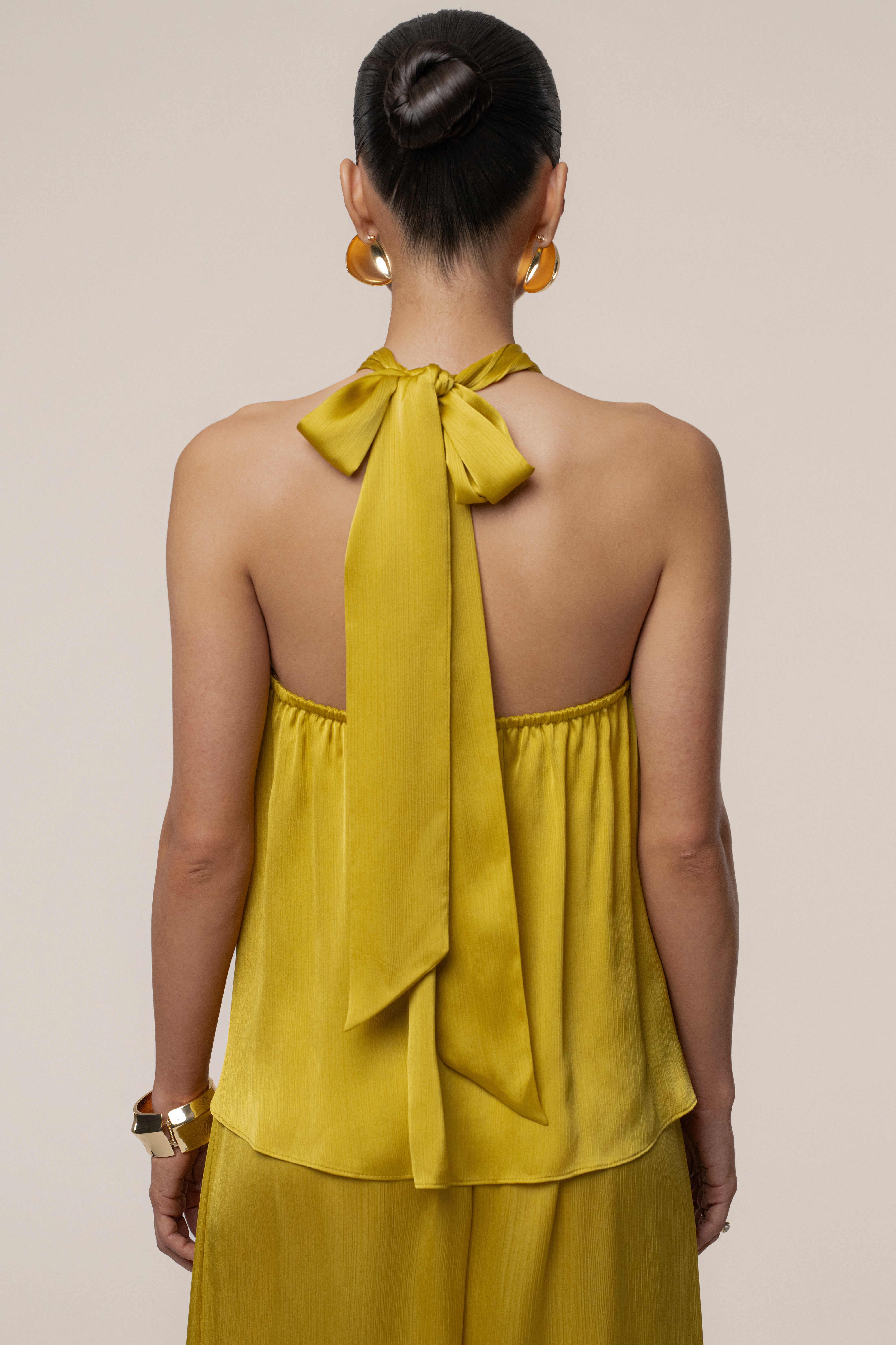 Yellow Cascade Satin Pant Set - JLUXLABEL