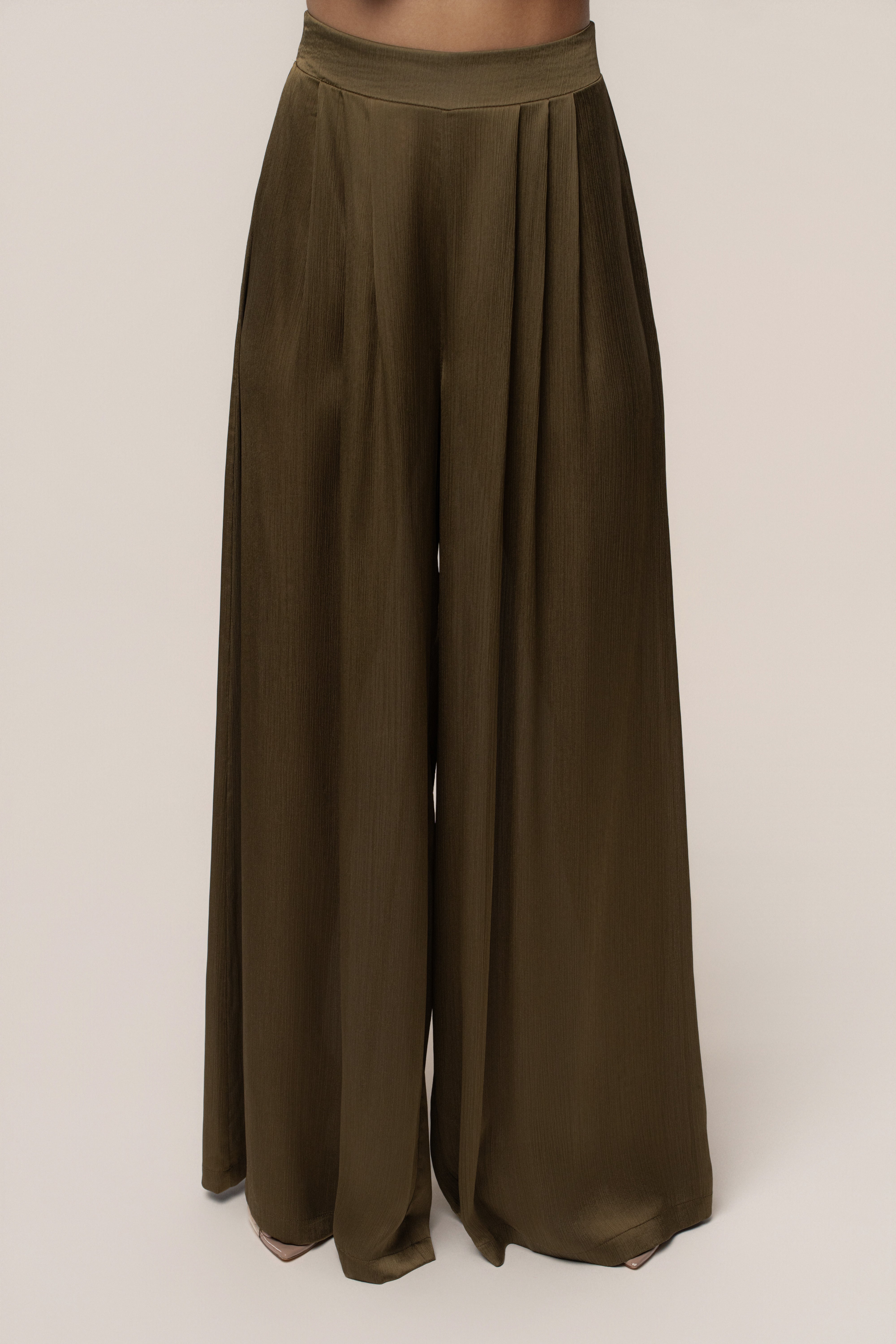 Olive Cascade Satin Pant Set - JLUXLABEL