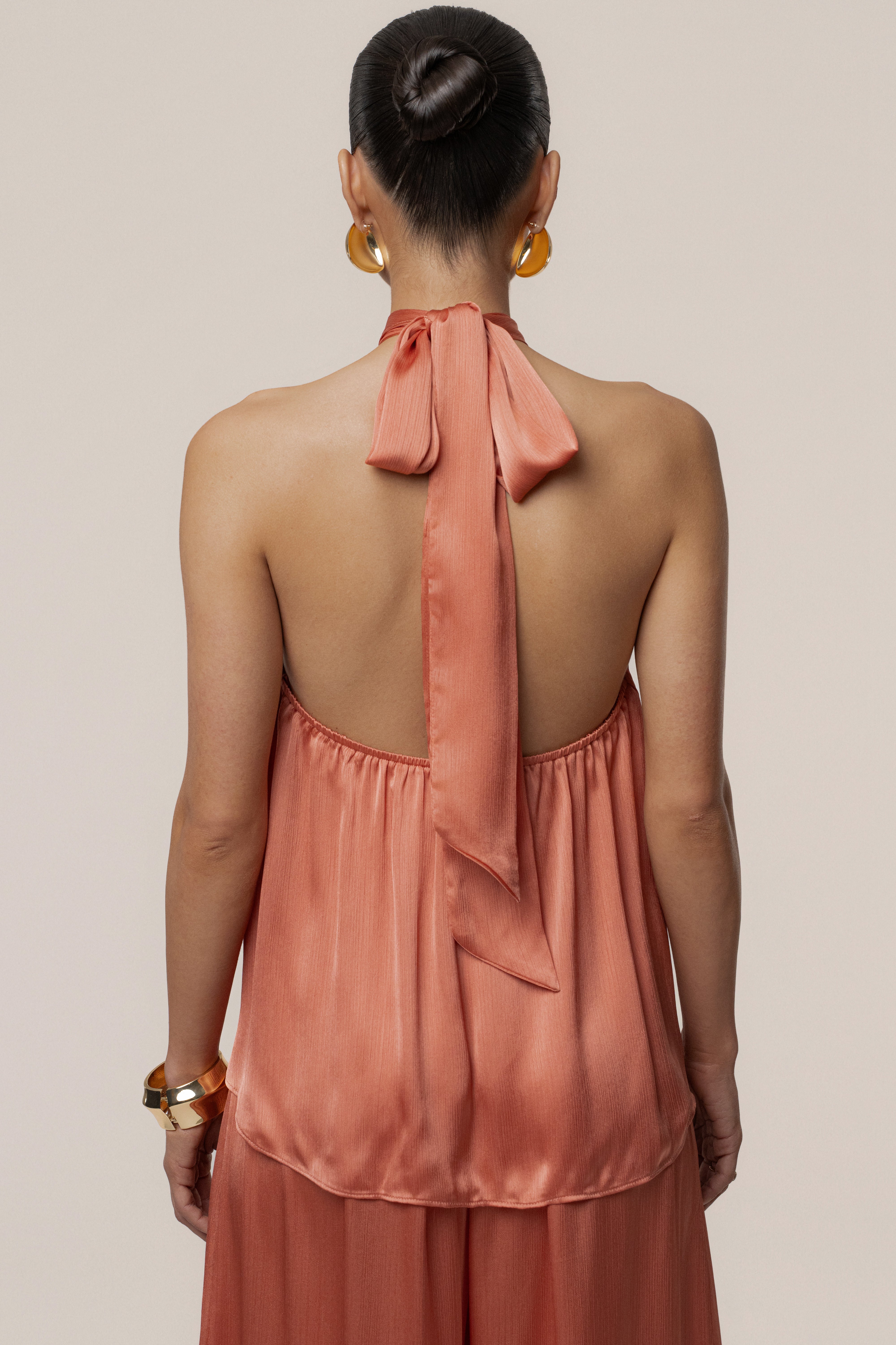 Salmon Cascade Satin Pant Set - JLUXLABEL