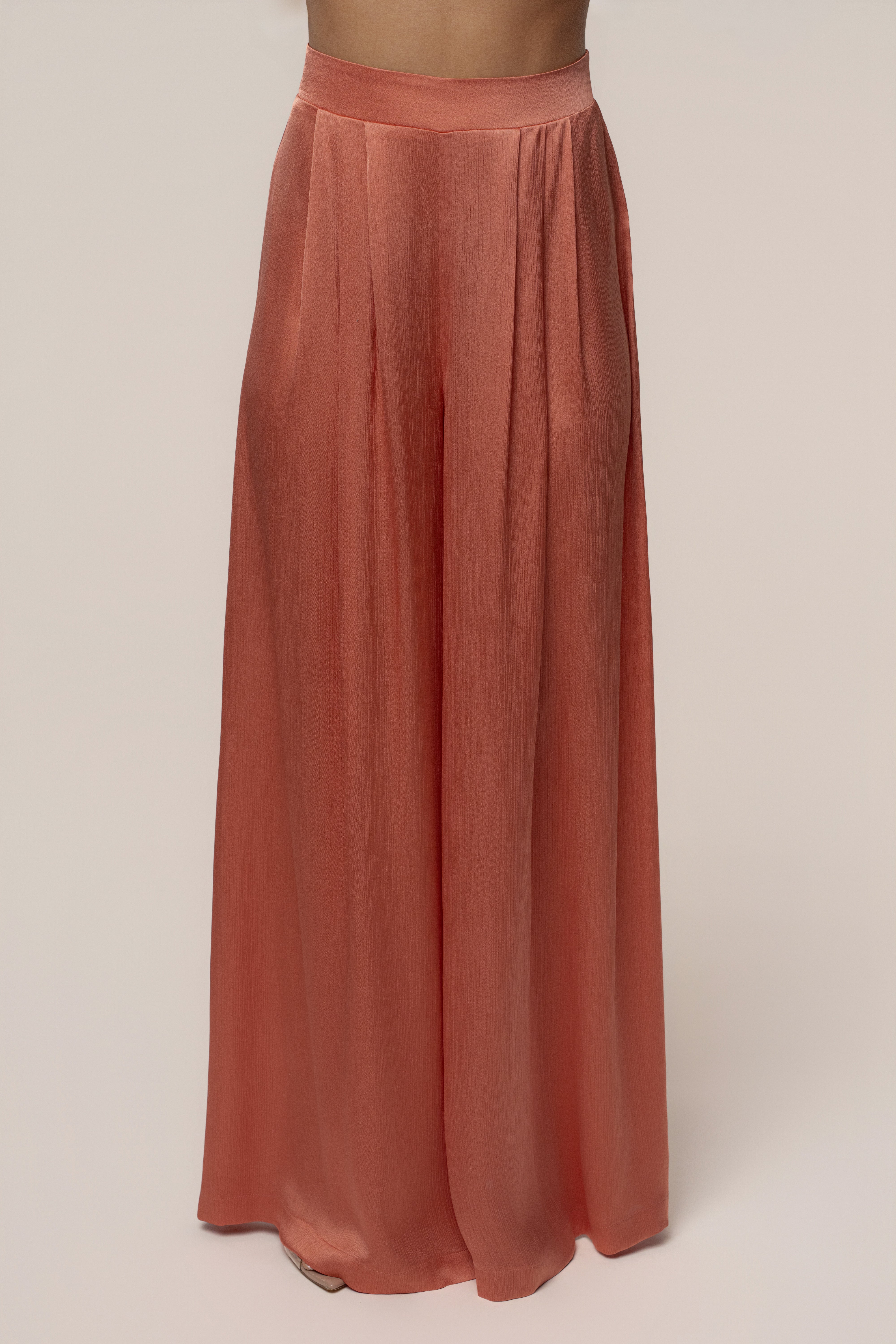 Salmon Cascade Satin Pant Set - JLUXLABEL
