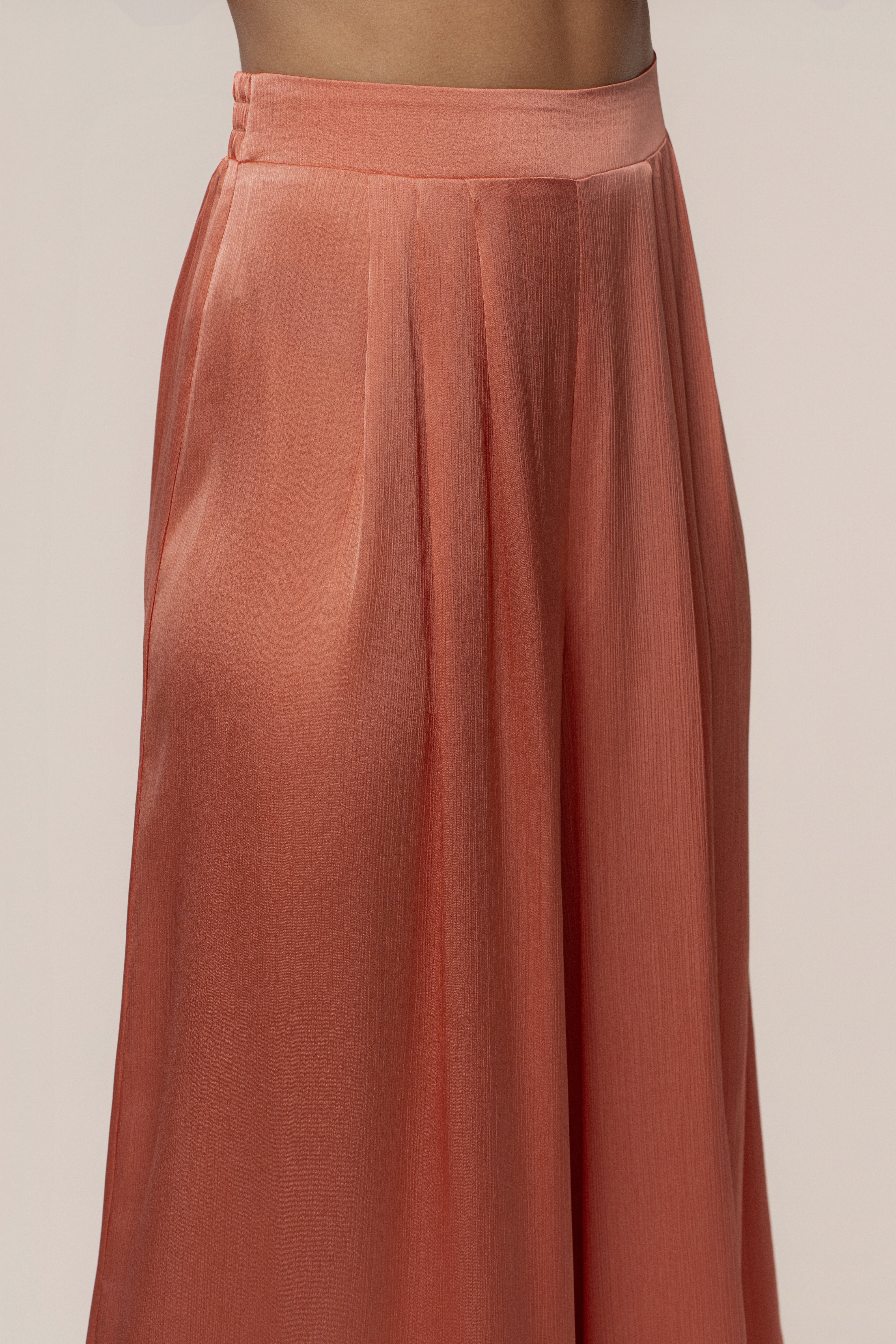 Salmon Cascade Satin Pant Set - JLUXLABEL