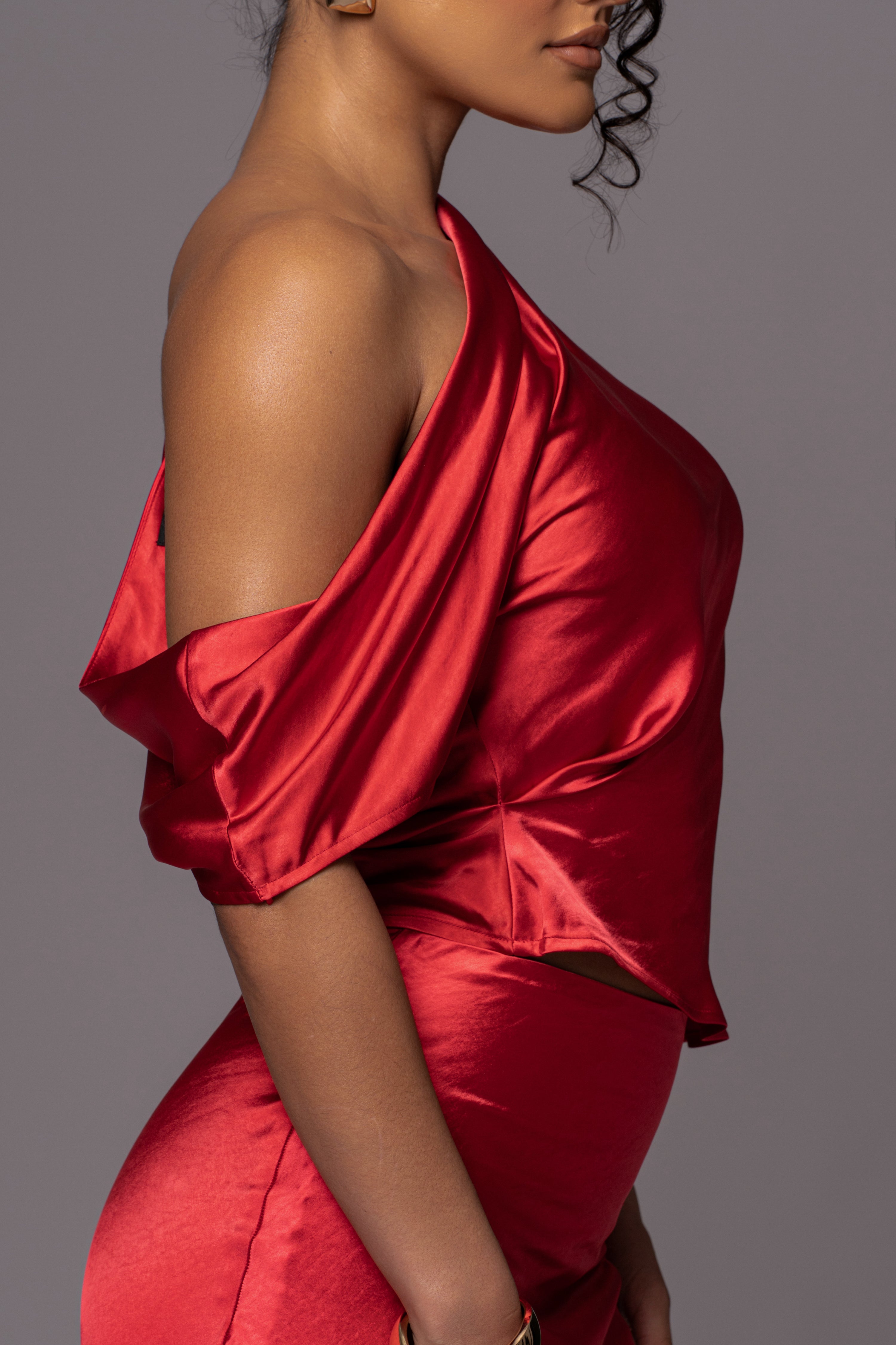 Red Rosi Asymmetrical Top - JLUXLABEL