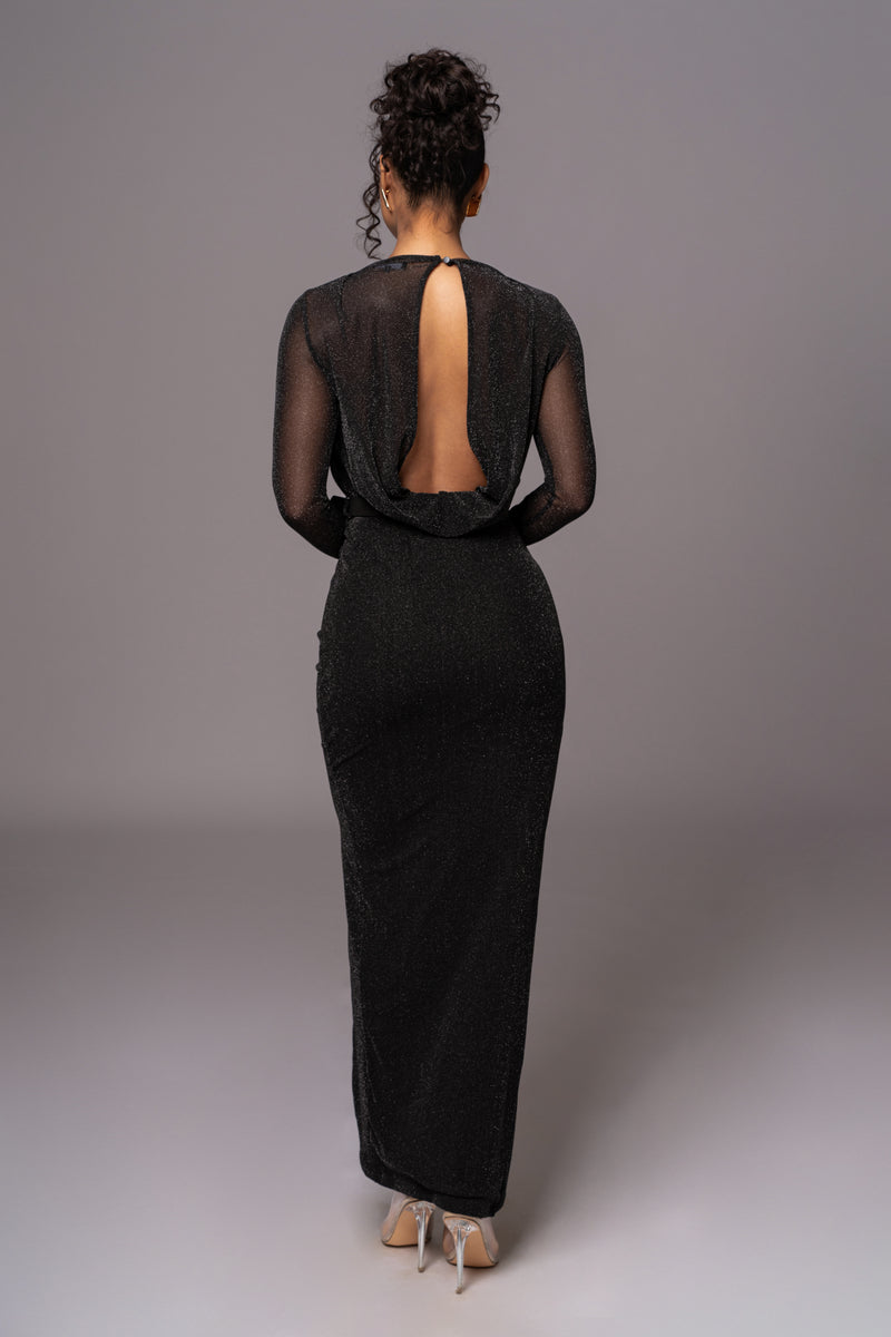 Black Araceli Gathered Maxi Dress - JLUXLABEL