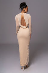 Ivory Araceli Gathered Maxi Dress - JLUXLABEL