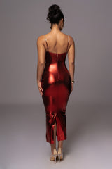 Red Visions Of You Midi Dress - JLUXLABEL