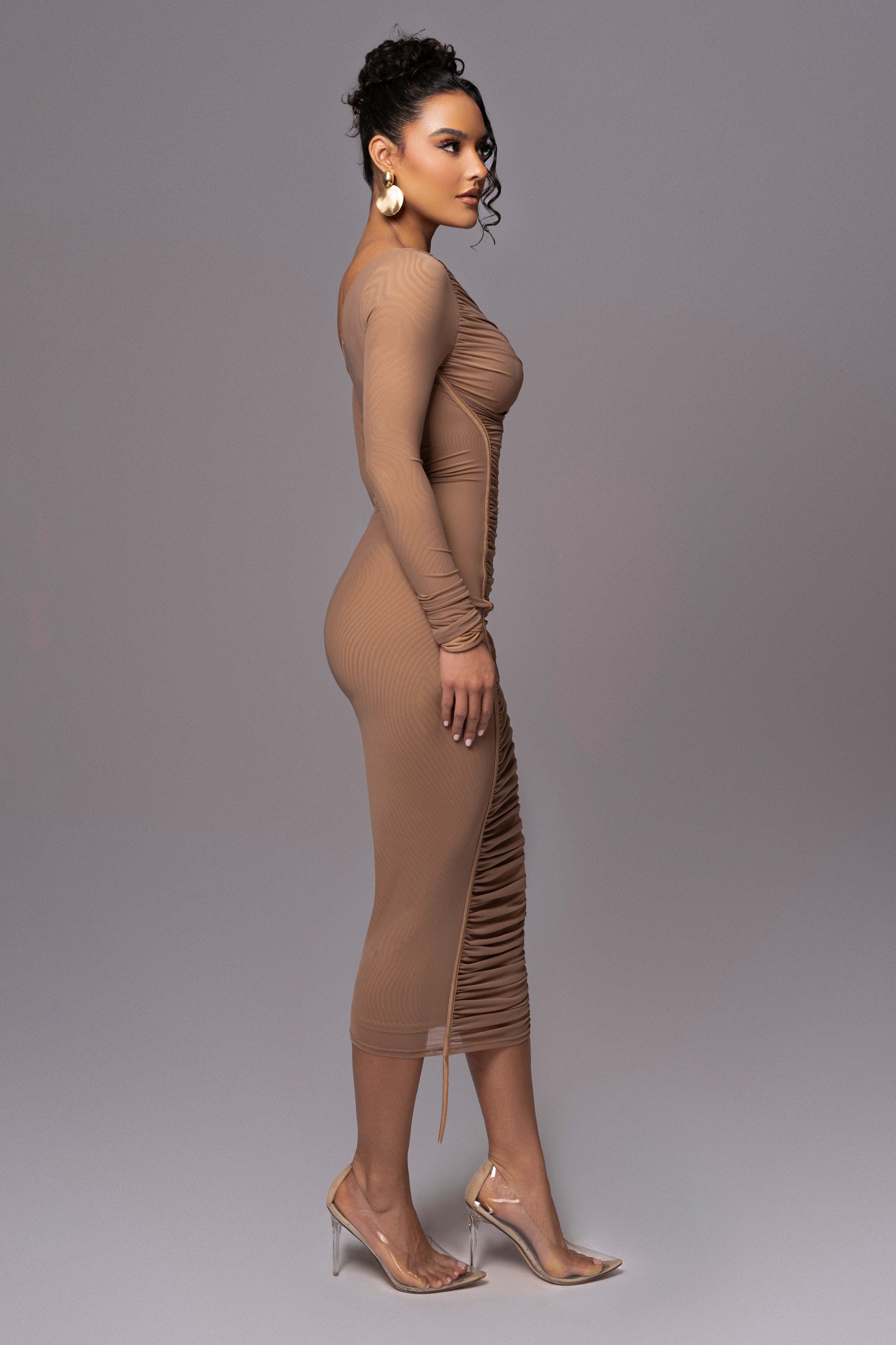 Beige Monika Midi Dress - JLUXLABEL
