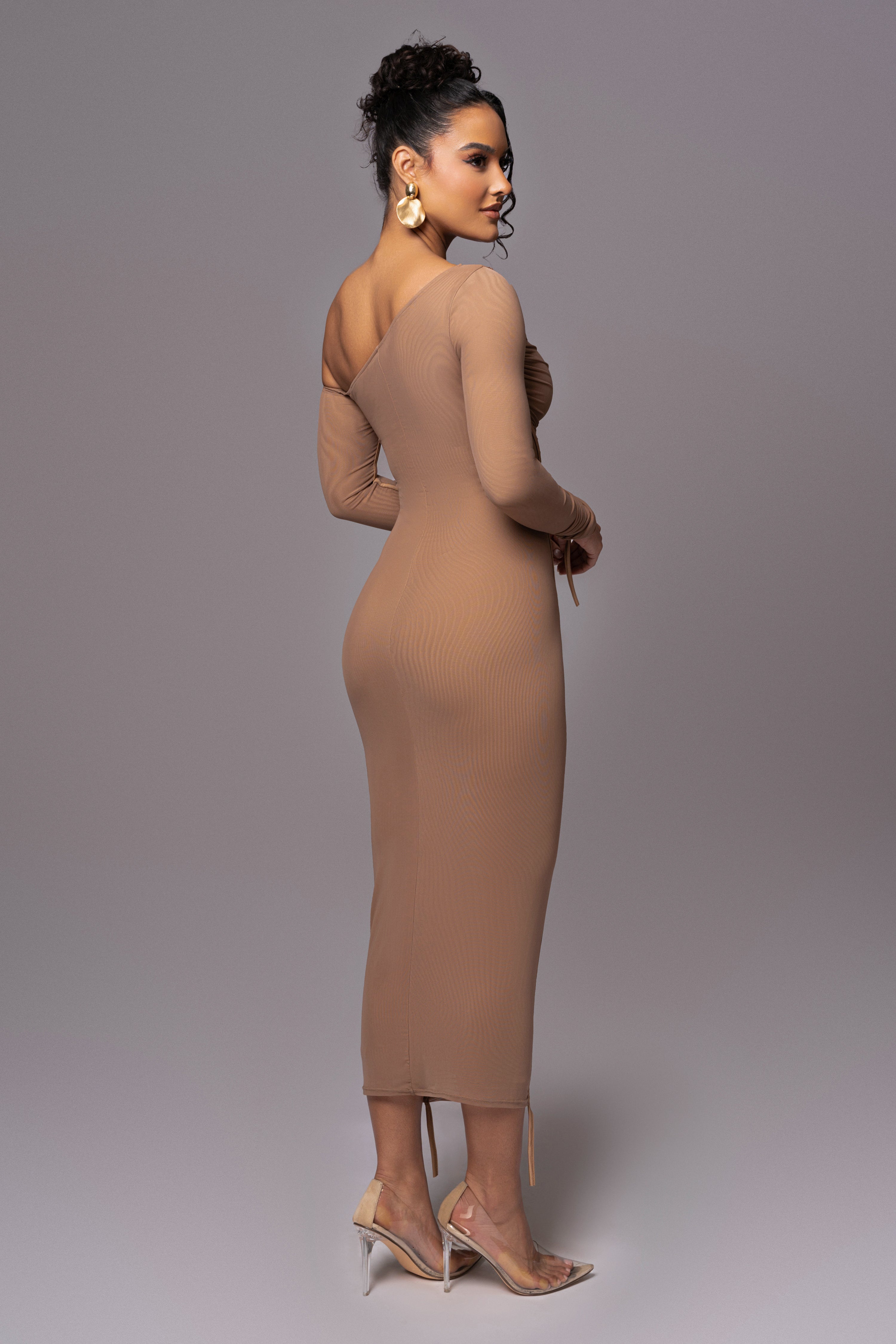 Beige Monika Midi Dress - JLUXLABEL
