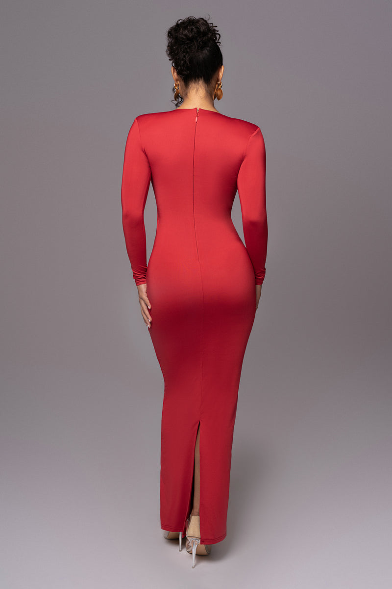 Red Rowan Plunge Maxi Dress - JLUXLABEL