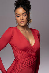Red Rowan Plunge Maxi Dress - JLUXLABEL