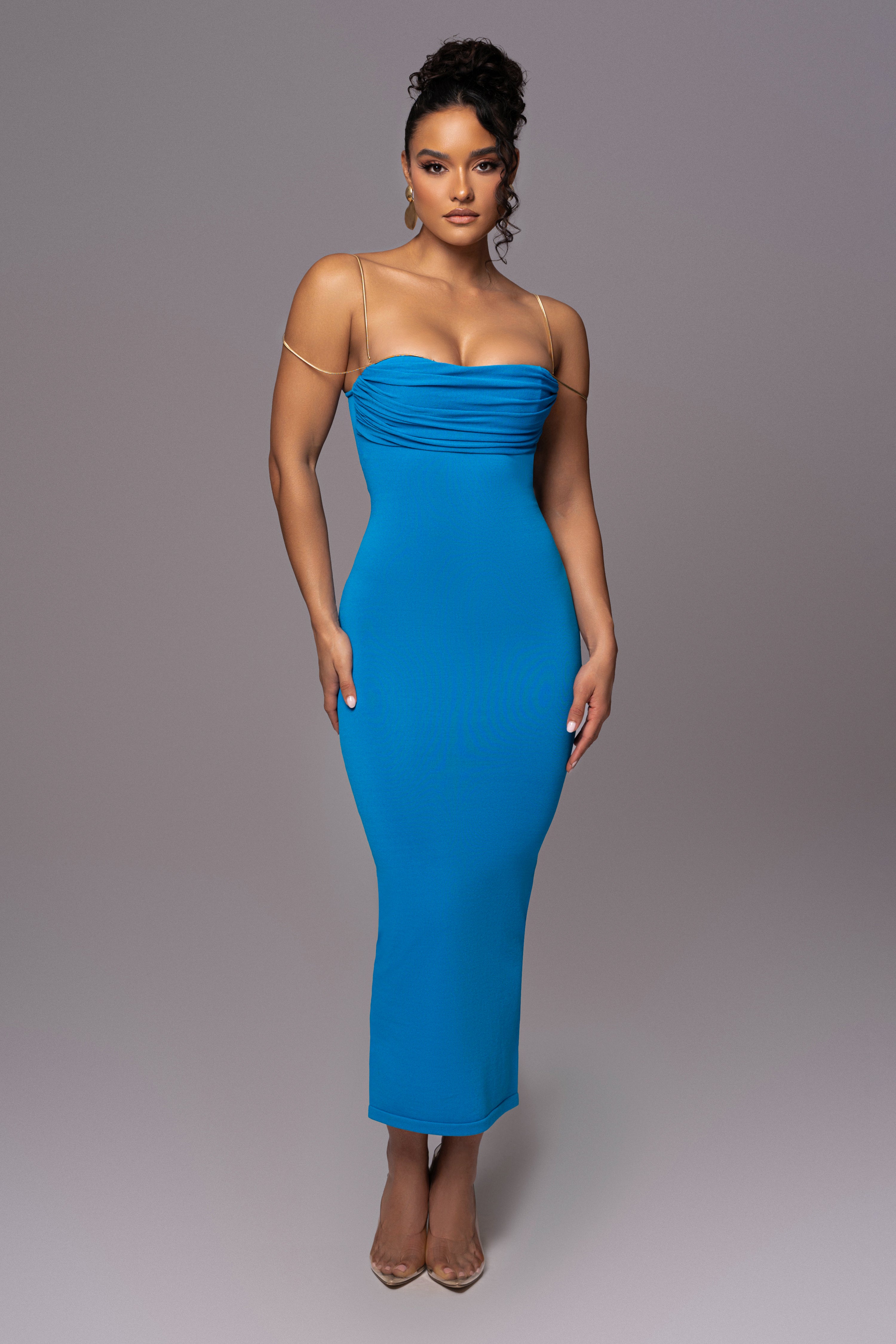 Aqua La Lune Drape Midi Dress - JLUXLABEL