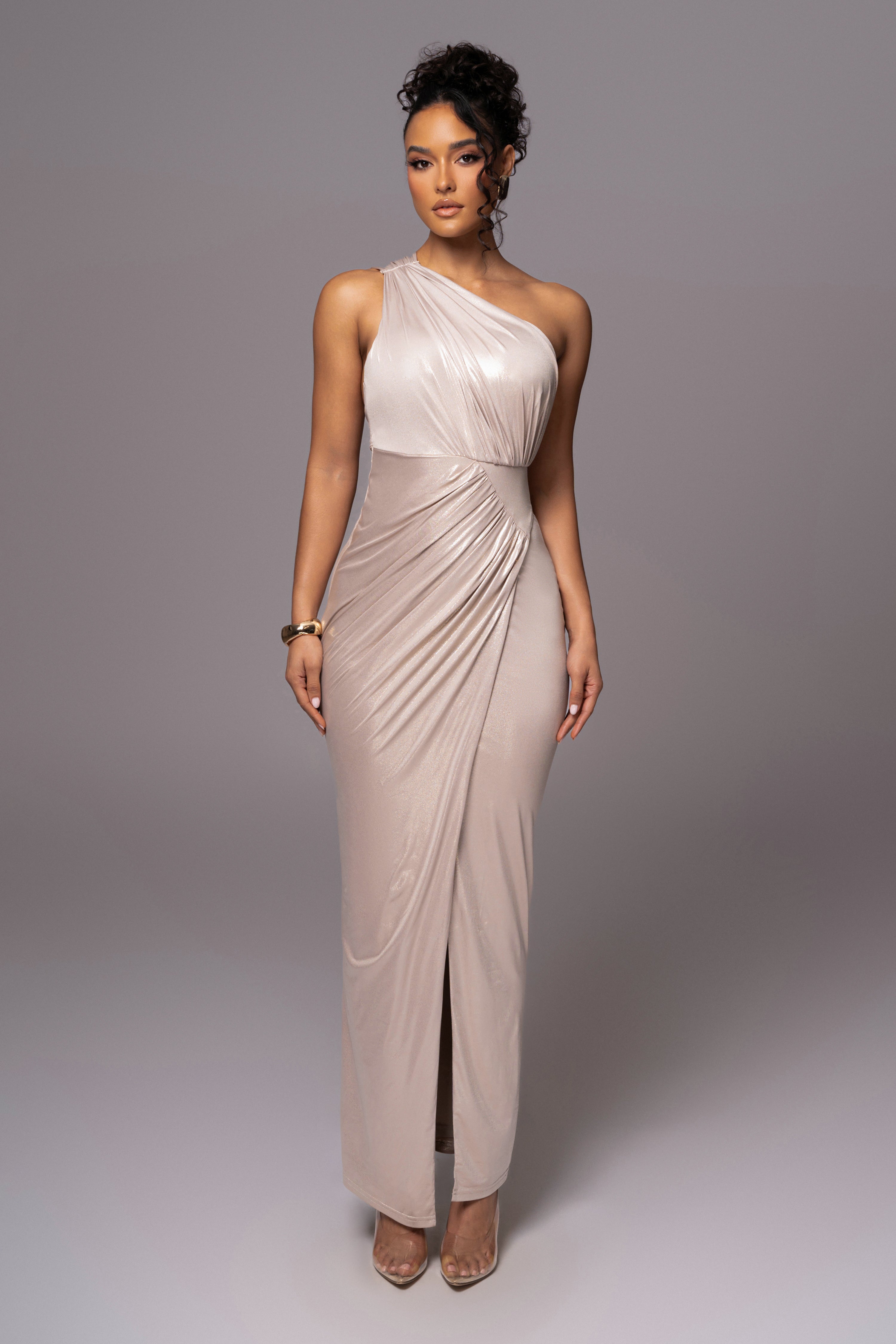 lavina maxi dress Champagne Lavina Metallic Maxi Dress