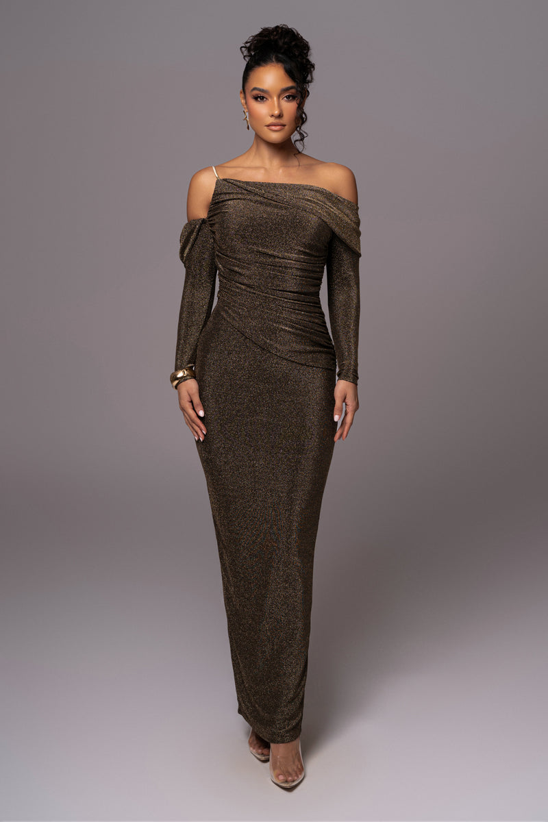 Gold Serina Maxi Dress - JLUXLABEL