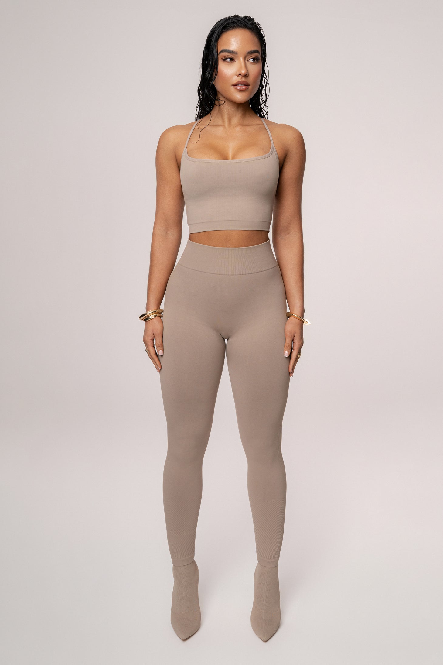 Beige Active Crop Top - JLUXLABEL