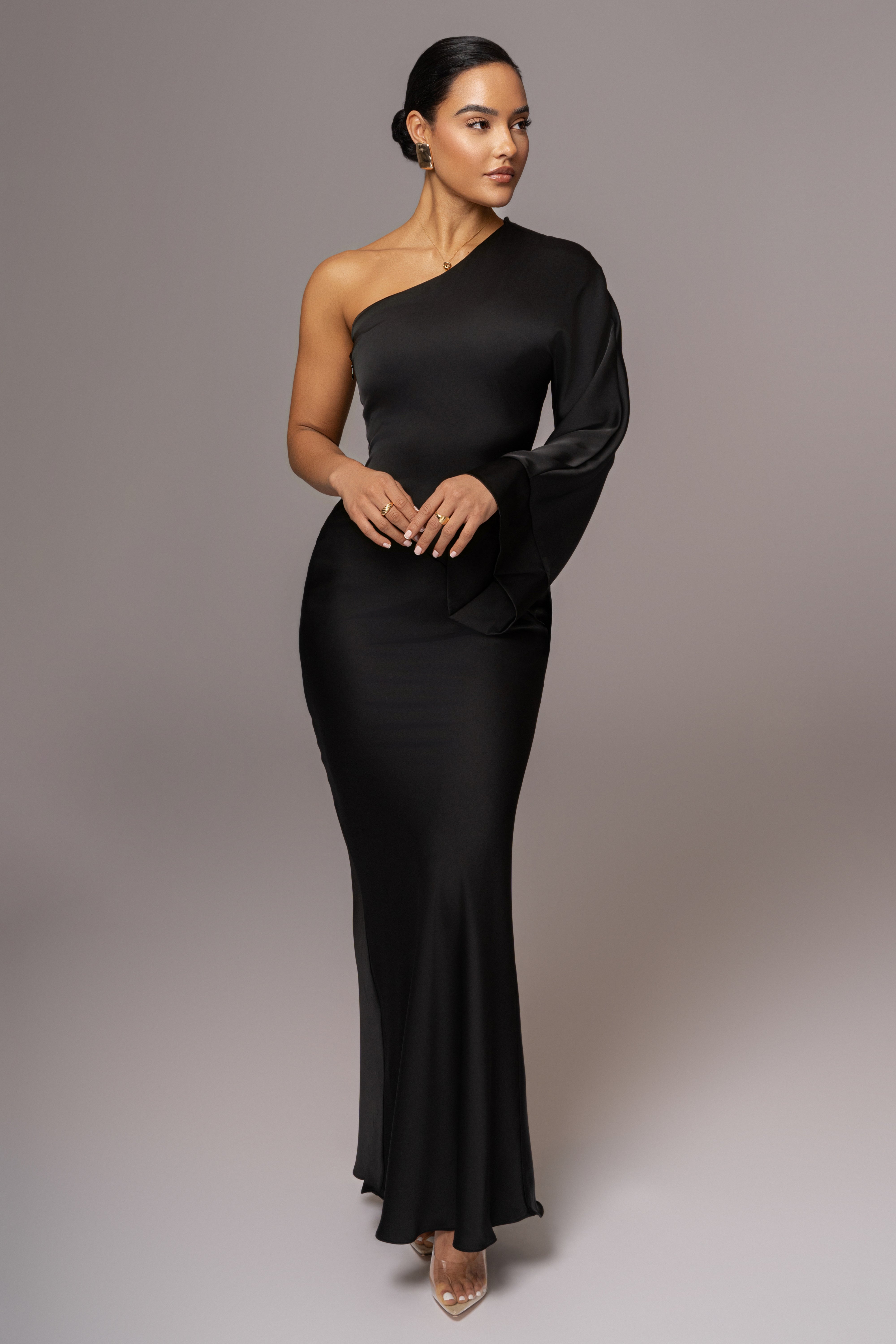 Black Femme Drape Maxi Dress