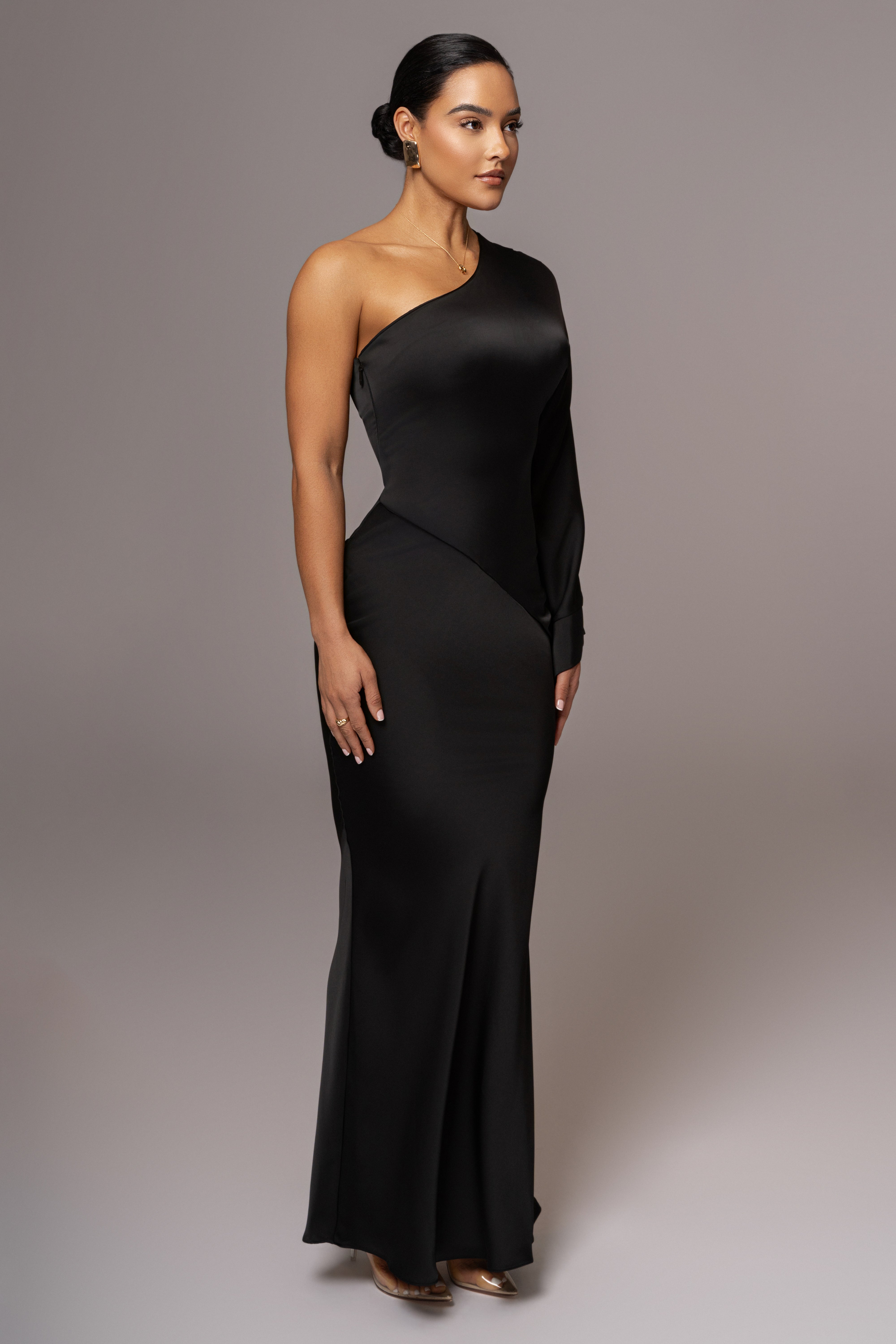 Black Femme Drape Maxi Dress