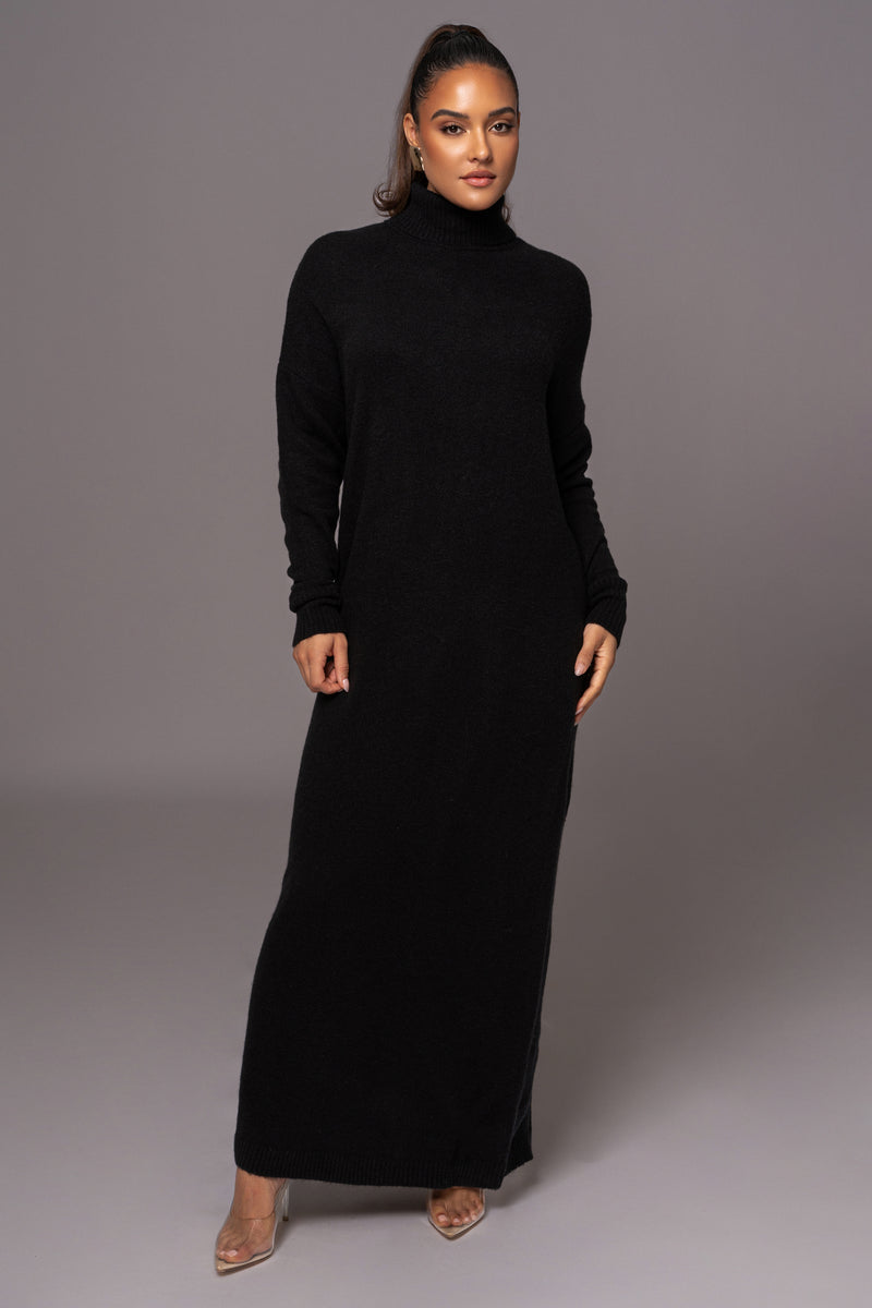 Black Hartley Knit Maxi Dress - JLUXLABEL