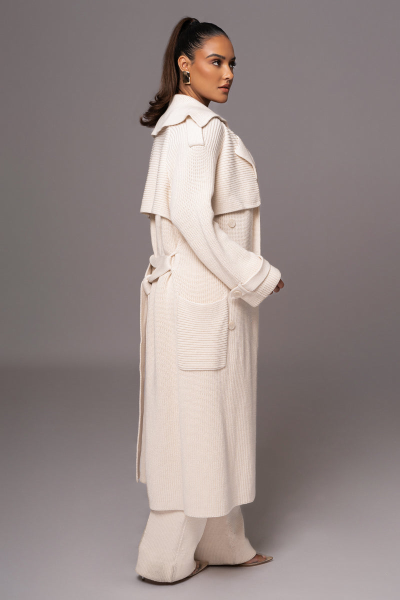 Ivory Maxinne Knit Coat - JLUXLABEL