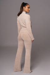 Beige Ivy Sweater Knit Pant Set - JLUXLABEL