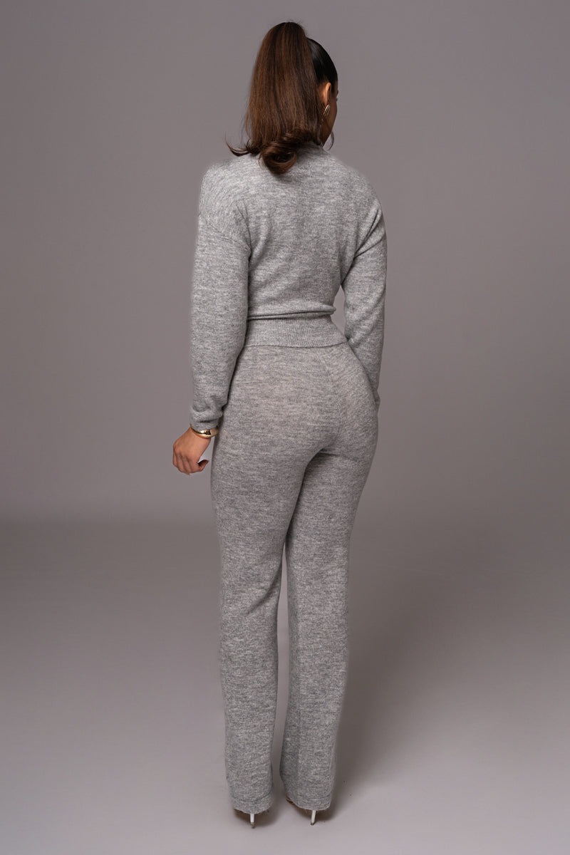 Grey Ivy Sweater Knit Pant Set - JLUXLABEL