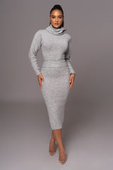 Grey Aubrey Turtleneck Sweater Dress - JLUXLABEL