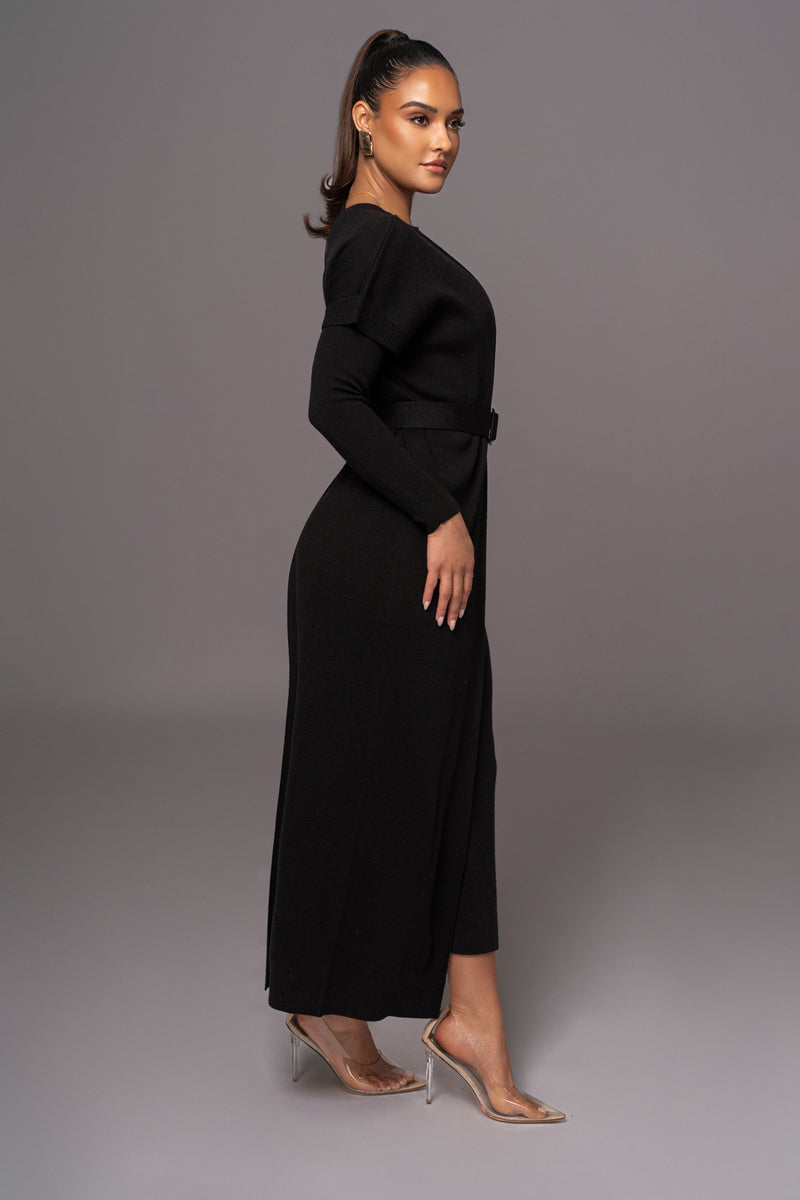 Black Meant To Be Knit Maxi Dress - JLUXLABEL
