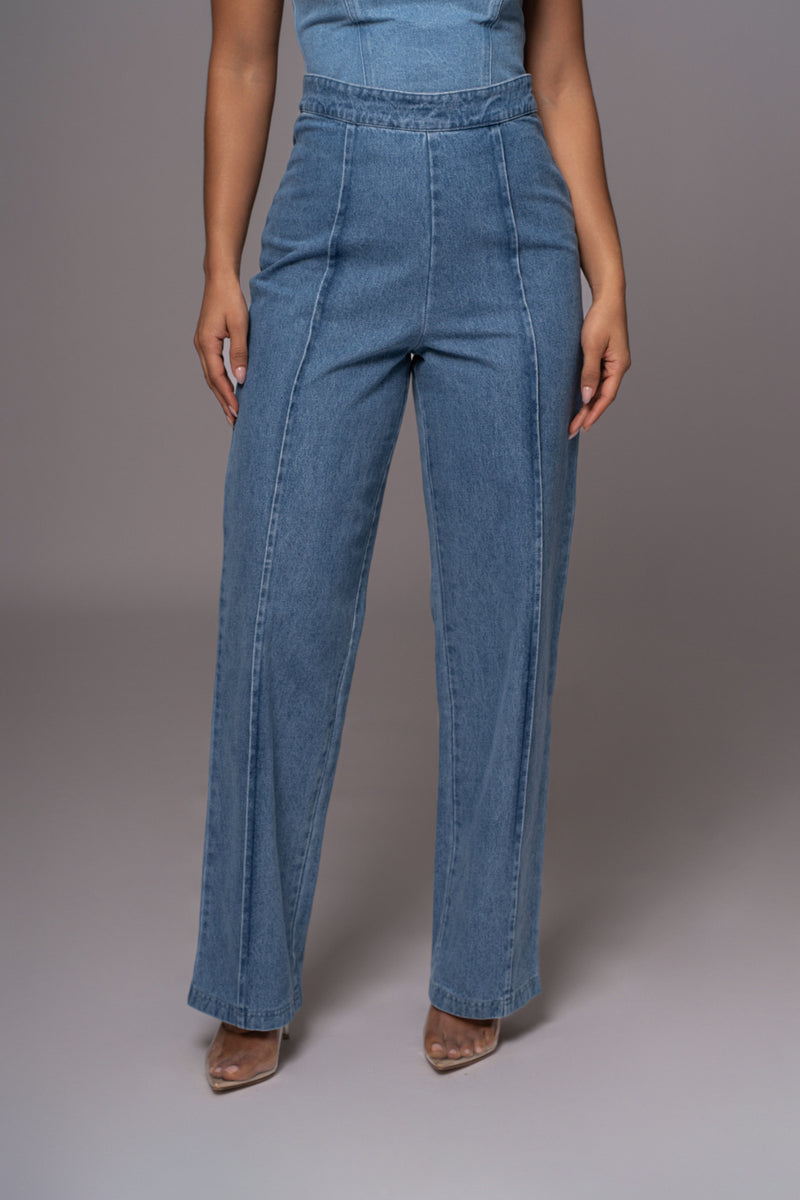Christian Wijnants Panjim Pleated Denim Trousers in Blue | WE ARE ICONIC