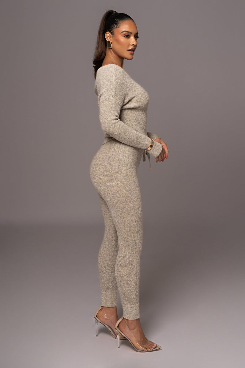 Grey Melange Sedona Knit Pant Set - JLUXLABEL